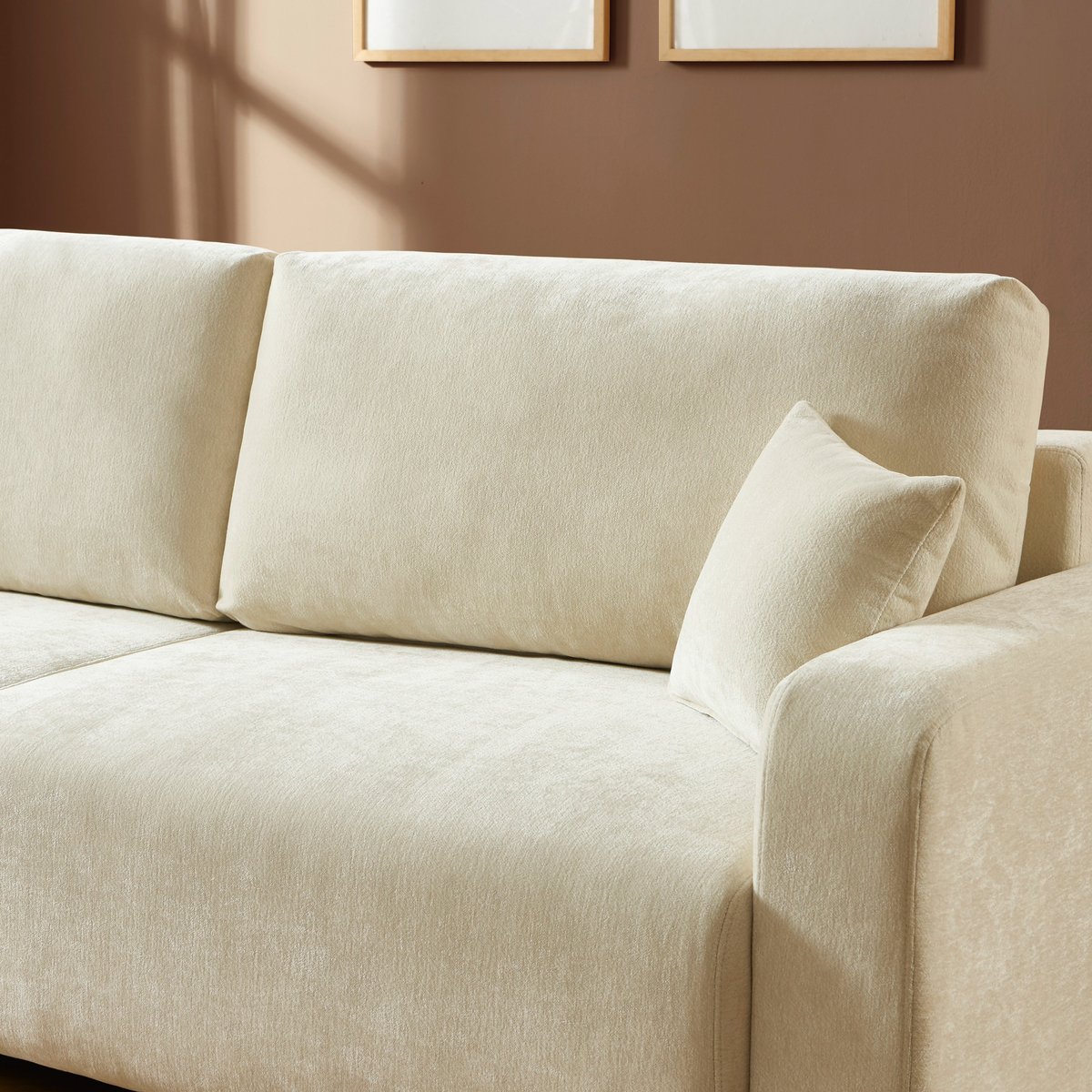 Canapé droit convertible tissu LIVIO beige, BAÏTA