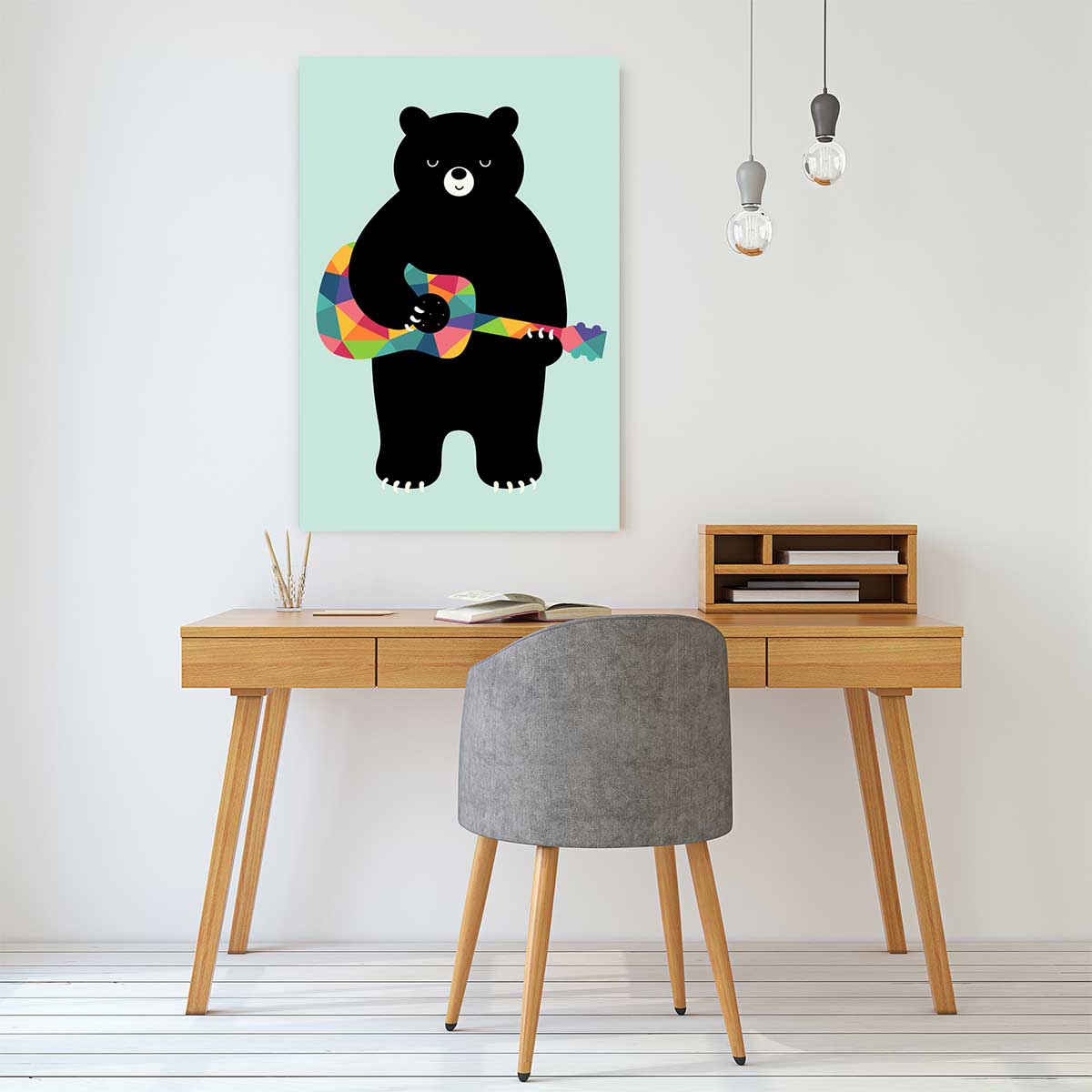 Tableau rock and roll bear toile imprimée, HEXOA