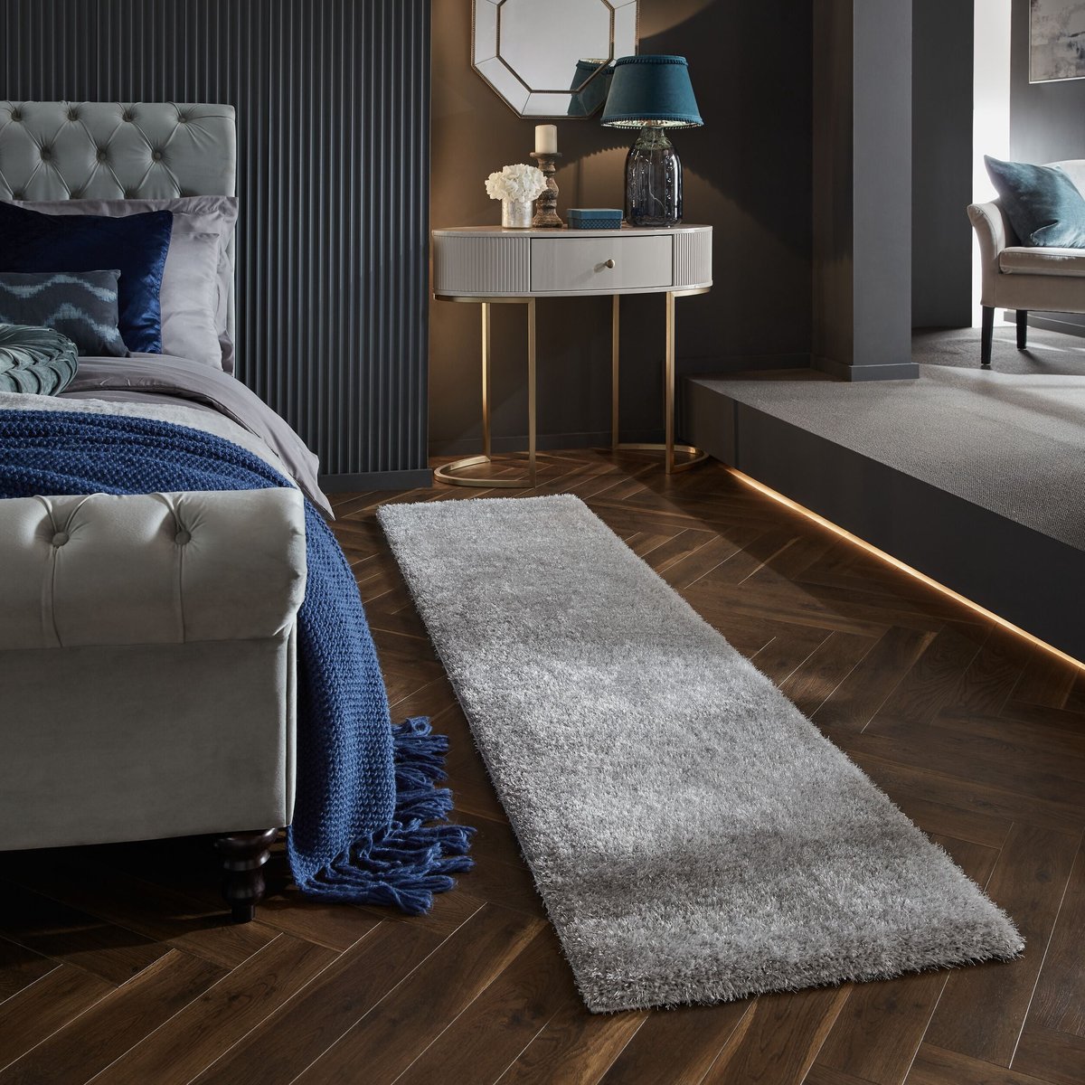 Tapis salon et chambre moderne shaggy MERINO gris, NOVATREND