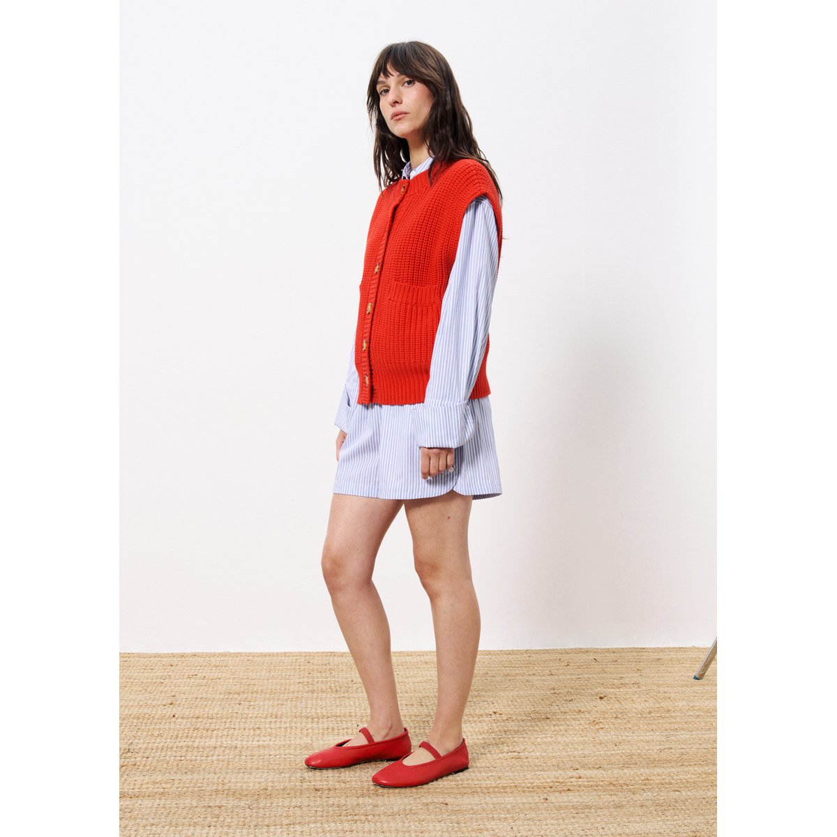 Pull en coton CARMELE rouge, FRNCH