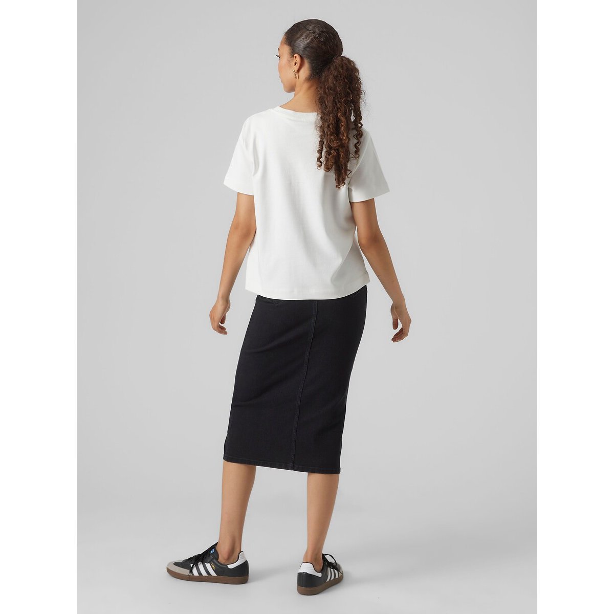 T-shirt col rond, à manches courtes blanc, VERO MODA