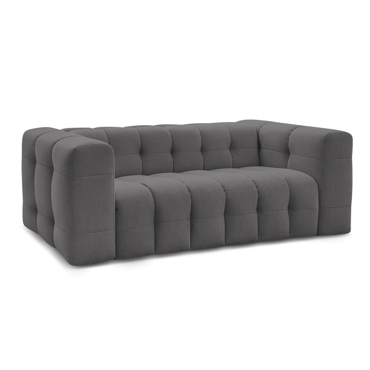 Canapé droit convertible 3 places en tissu lisse, CLOUD gris foncé, BOBOCHIC