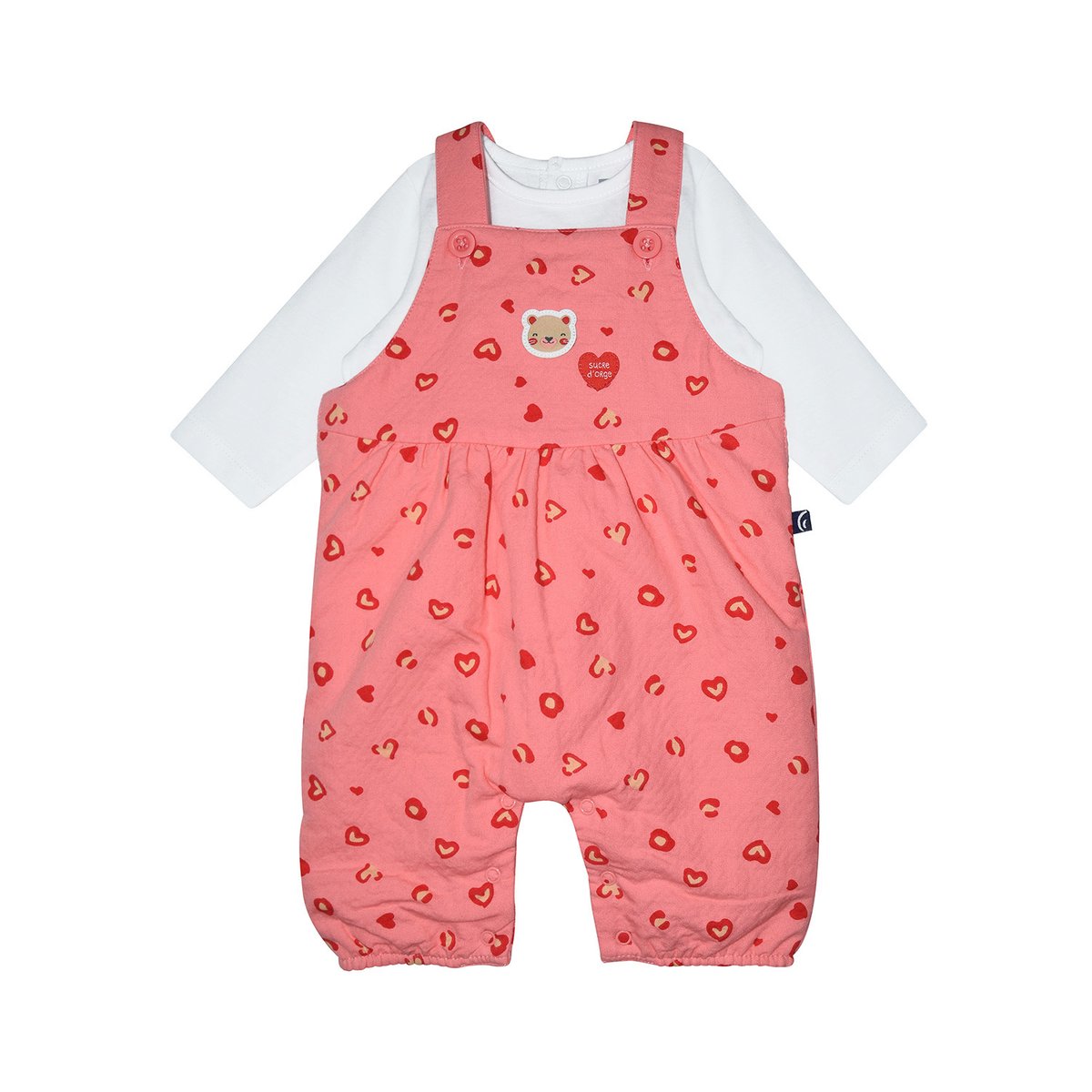 Tshirt salopette rosie long naissance rose, SUCRE D'ORGE