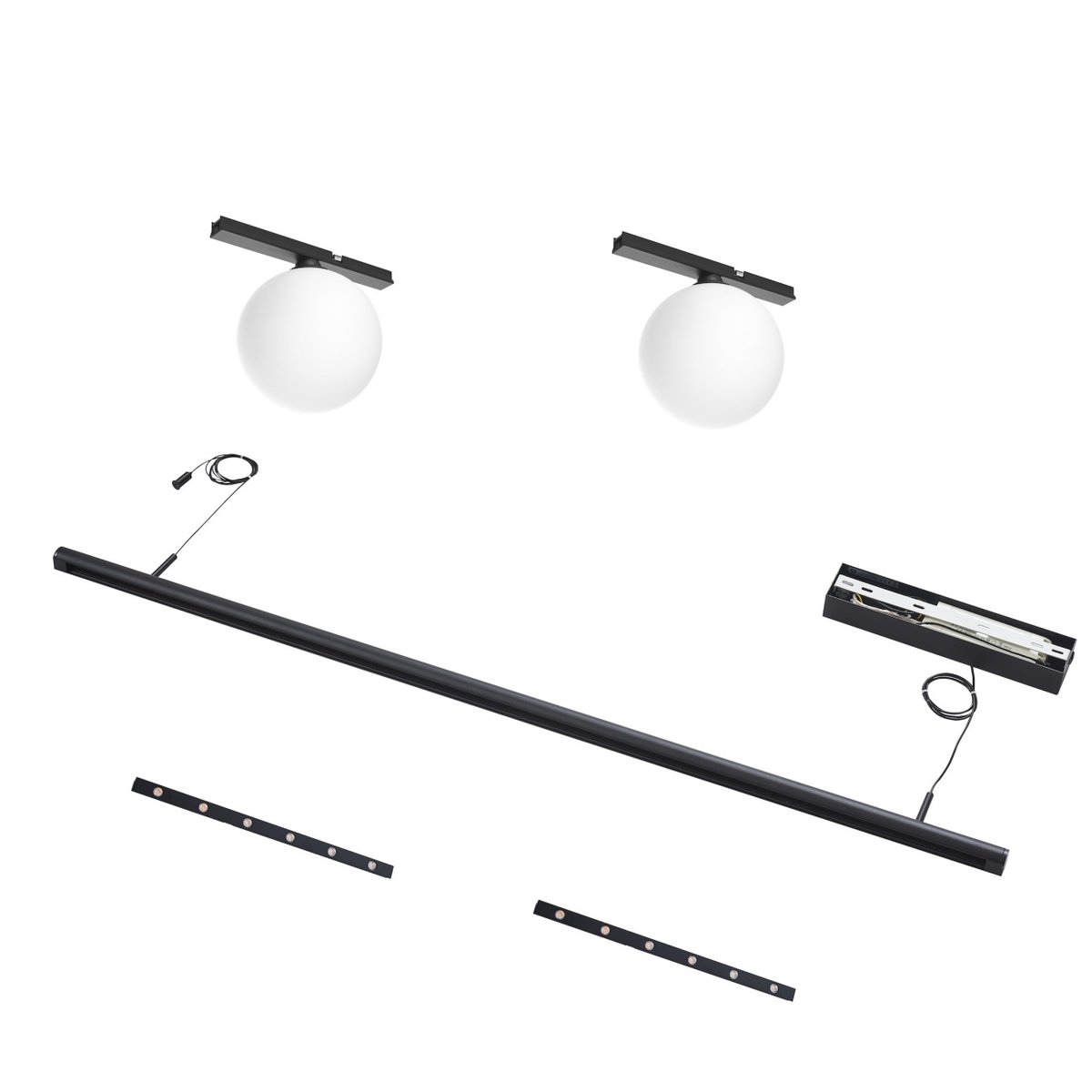 Kit suspension LED linéaire aimantée - LYNE noir et blanc, KOSILUM