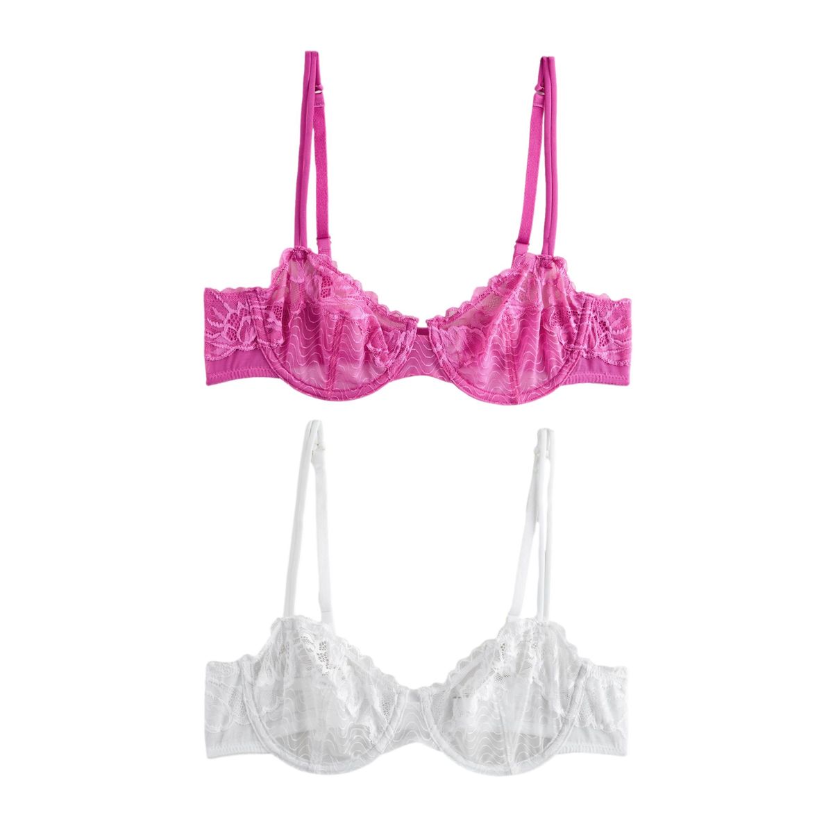 Soutien-gorge balconnet dentelle, lot de 2 rose/blanc, NEXT