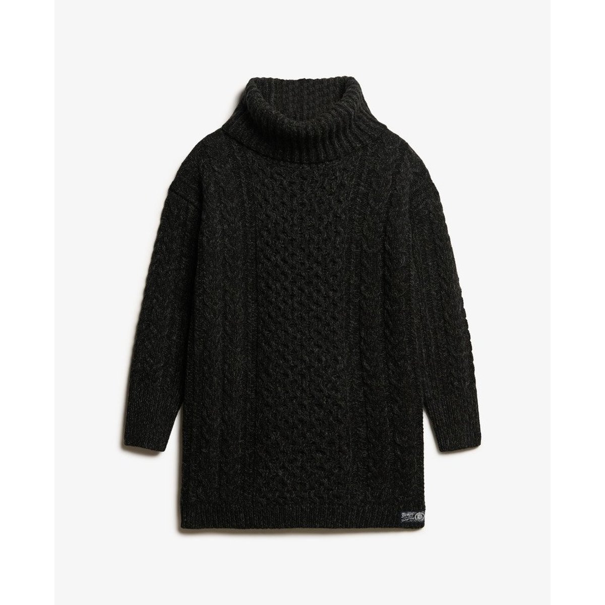 Rollneck Cable Jumper Dress noir, SUPERDRY