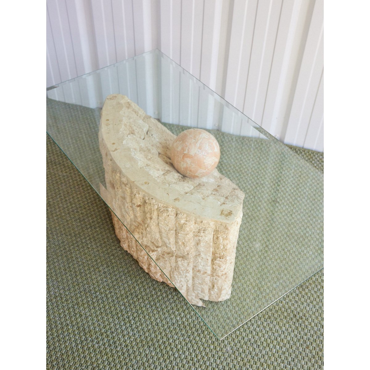 Table basse style travertin Marie-Pierre N°91 - Bon état beige, DEBONGOUT