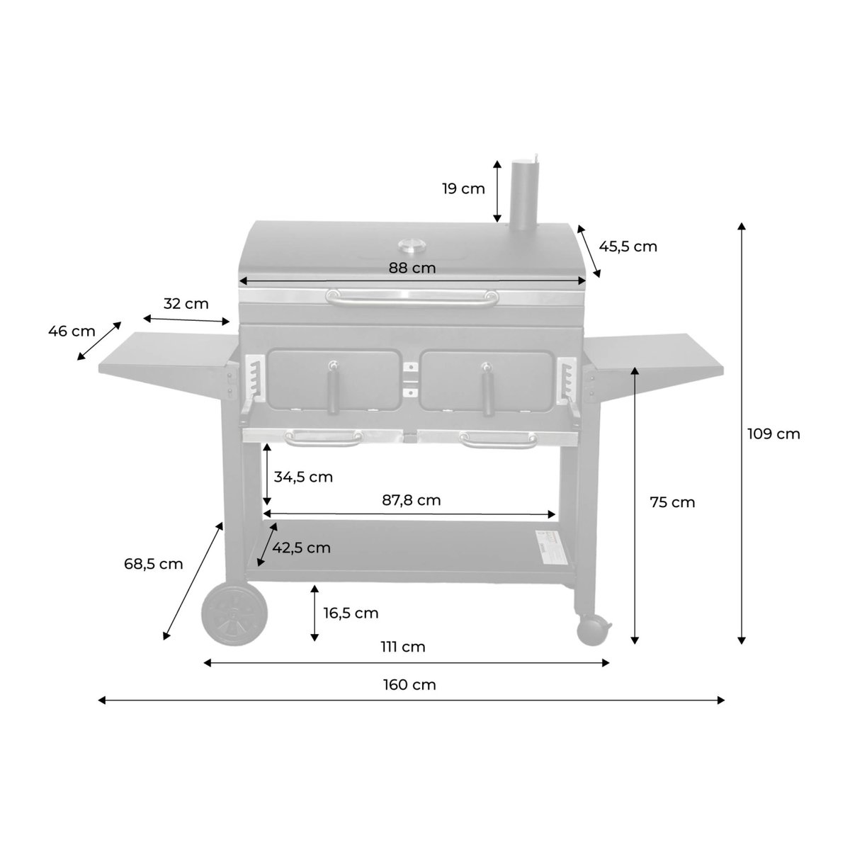 Barbecue Grill charbon XL BERNARD XL noir, SWEEEK