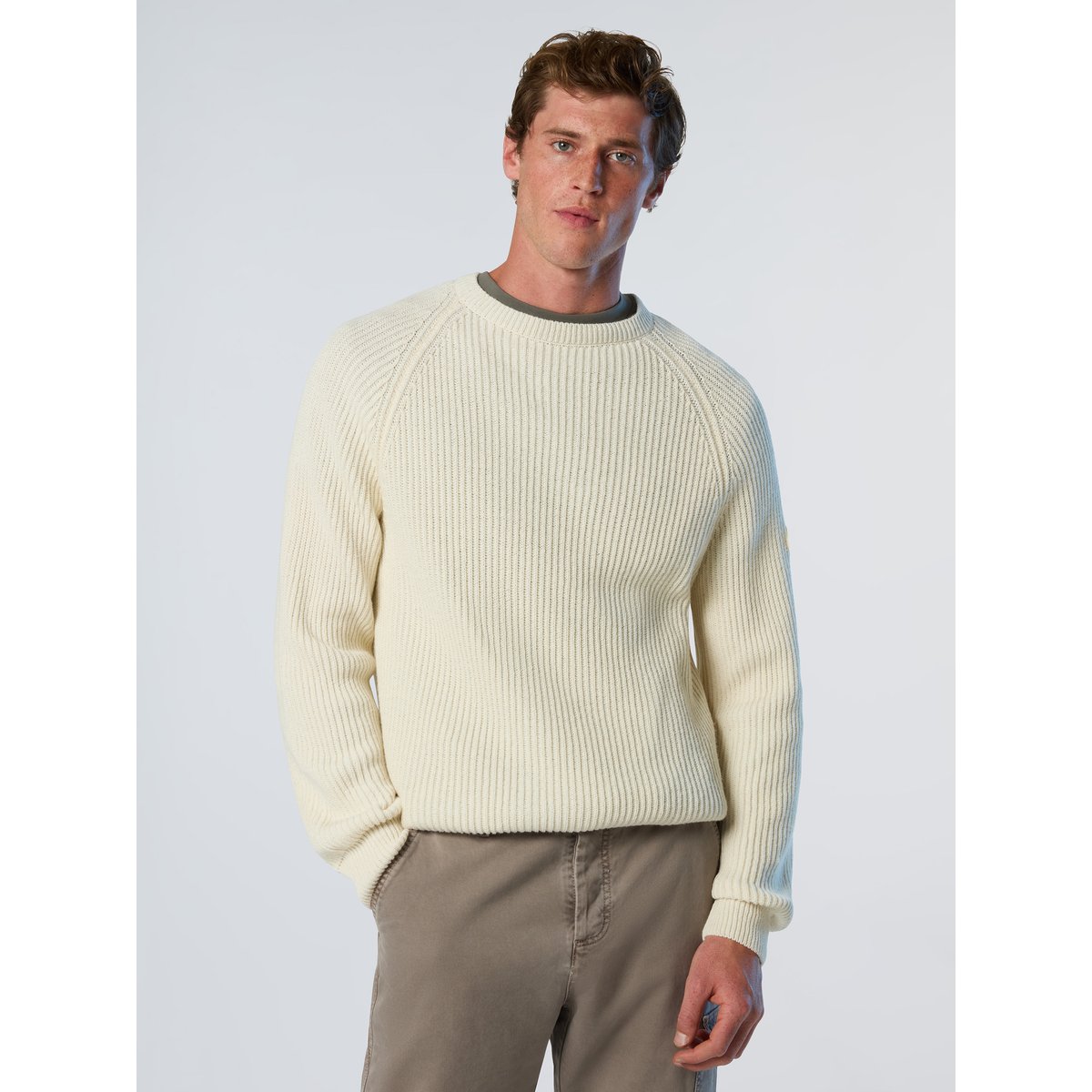 Pull ras du cou côtelé pêcheur crème, NORTH SAILS