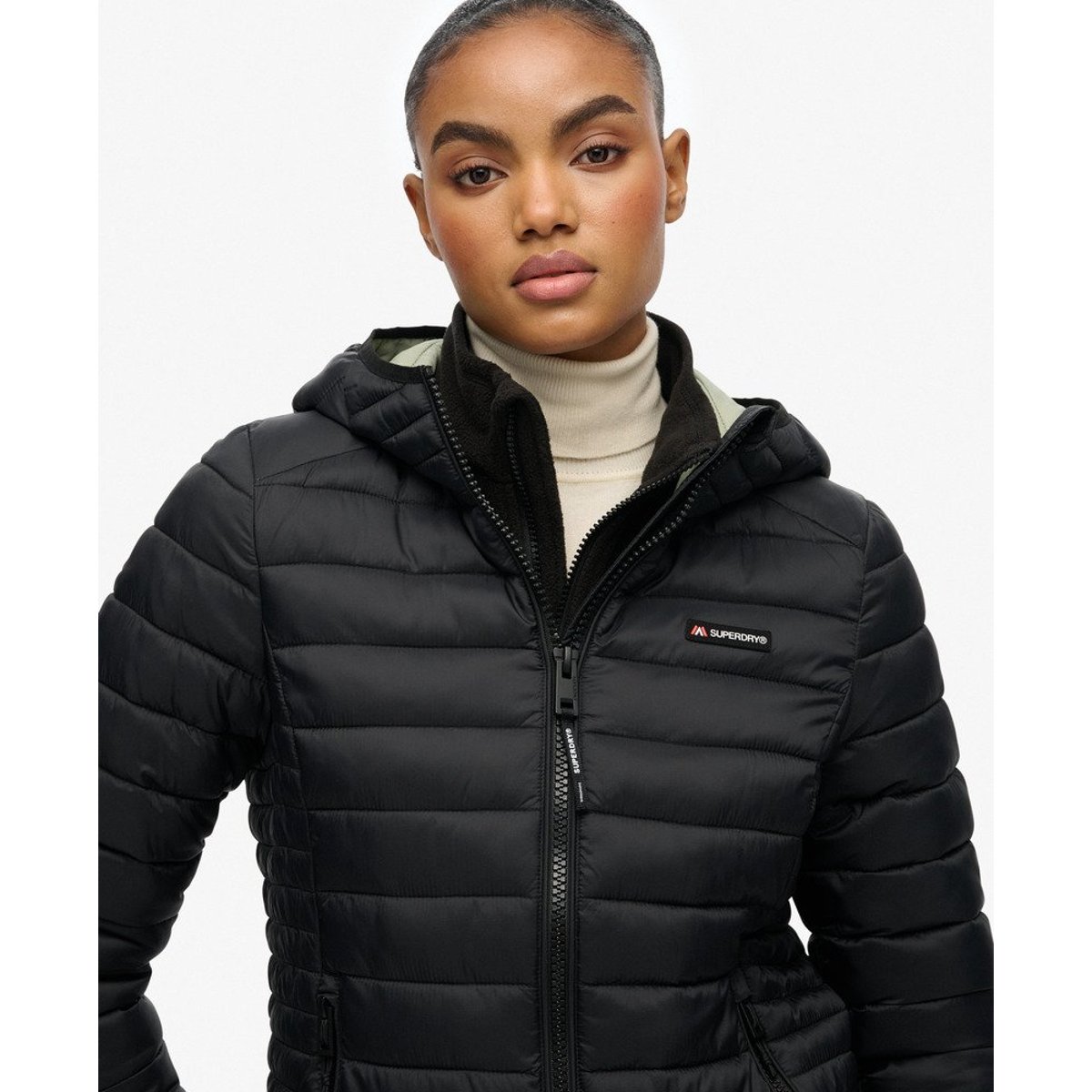 Veste matelassée à capuche Fuji Lite noir, SUPERDRY