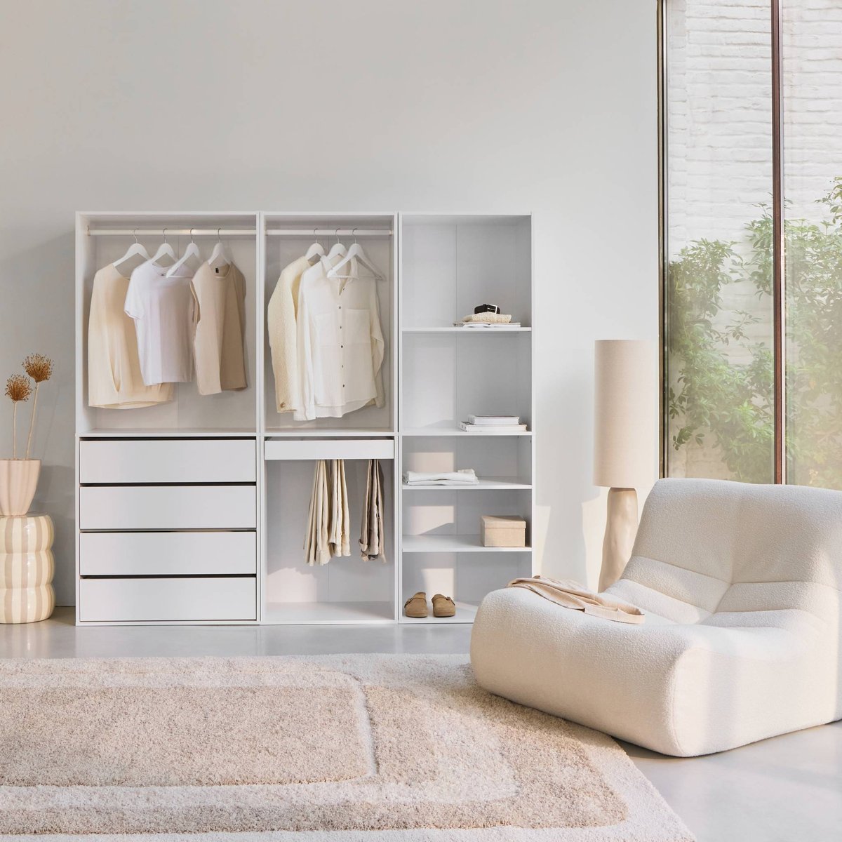 Kit dressing modulable décor bois 3 éléments MODULO blanc, SWEEEK