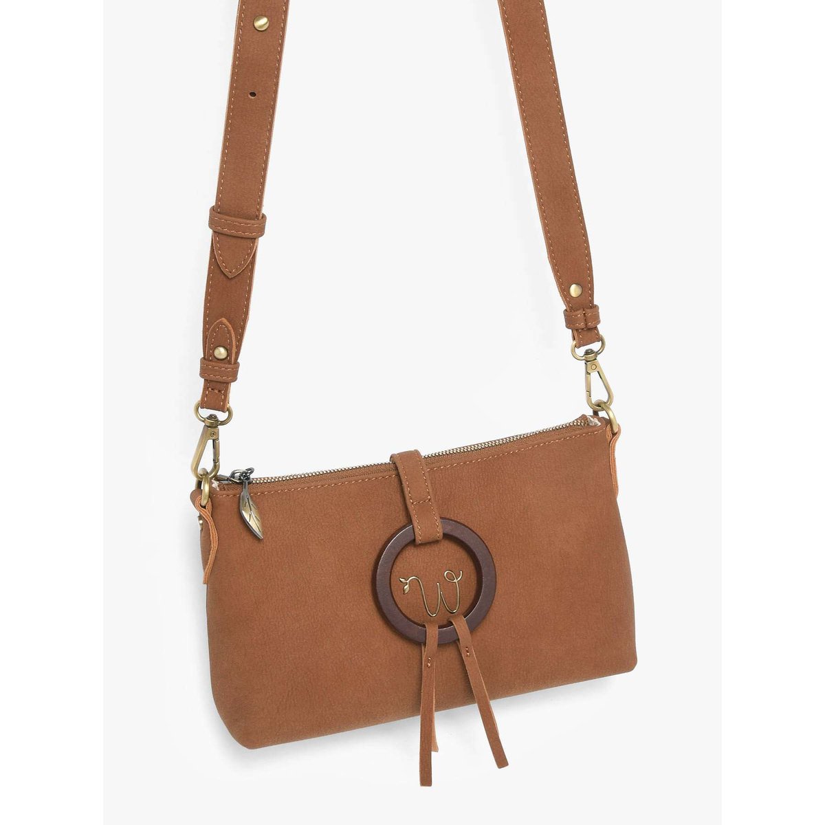 Sac bandoulière Verveine camel, WOOMEN