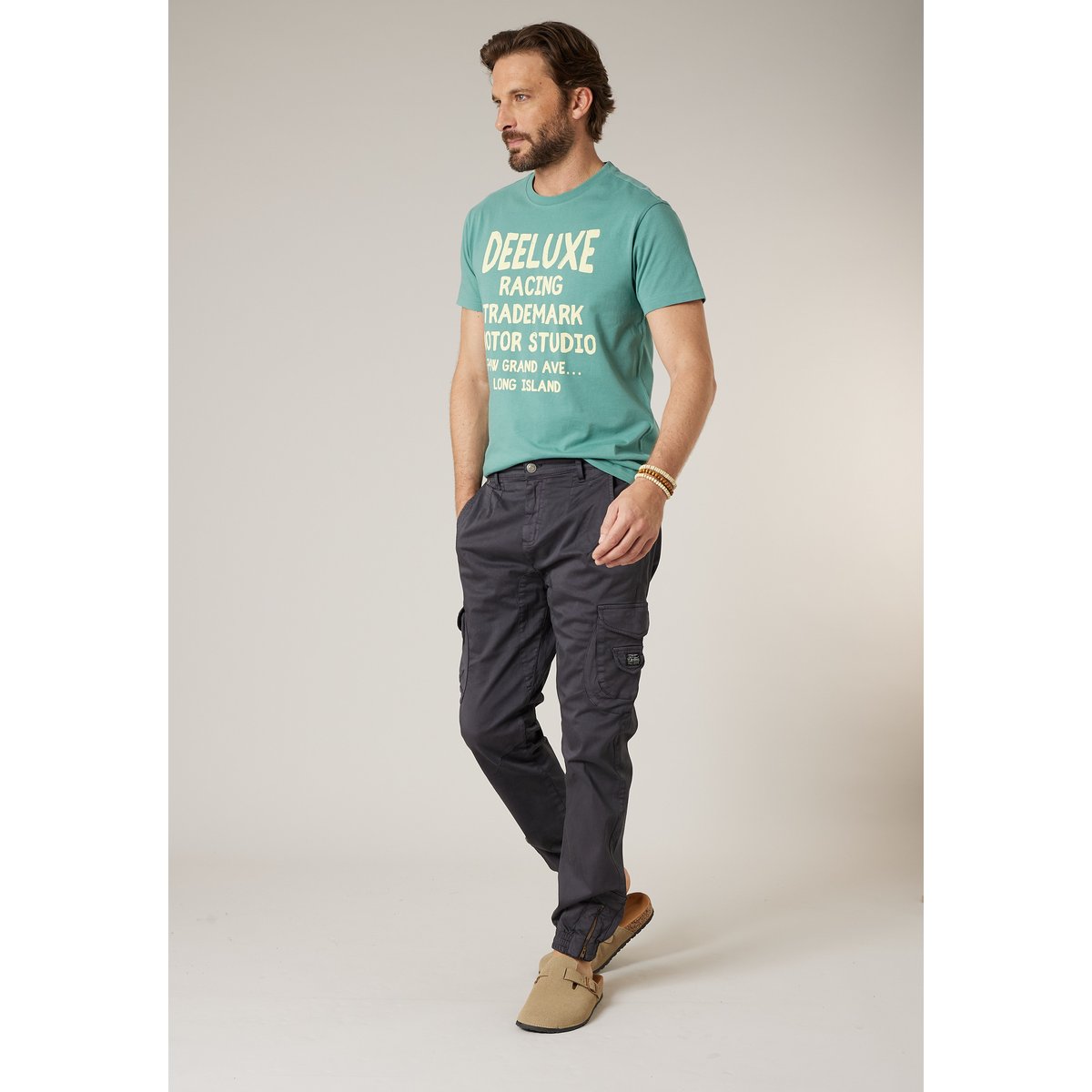 Pantalon cargo slim homme en coton GARDEN charcoal, DEELUXE