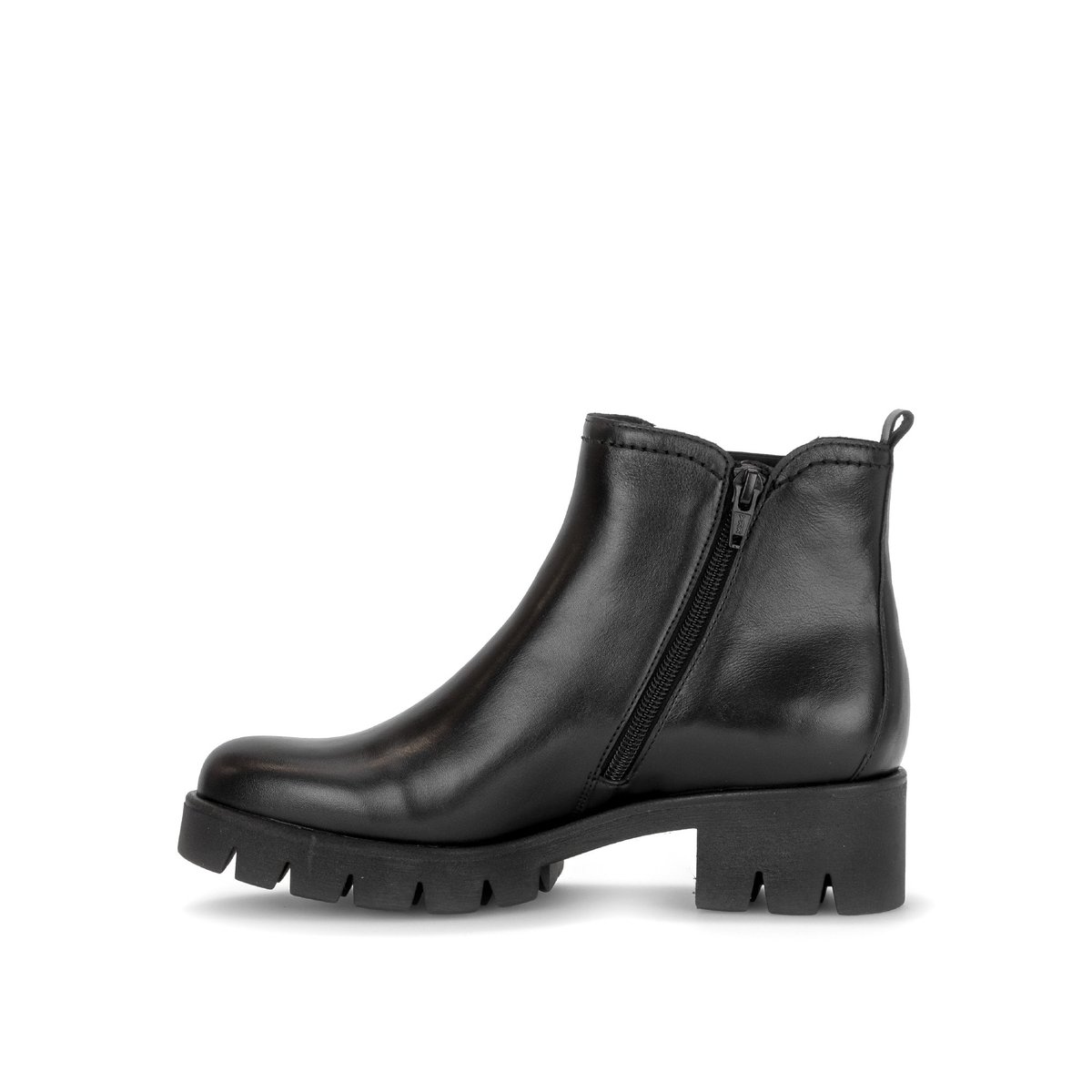 Bottines en cuir à talon décroché noir lisse, GABOR