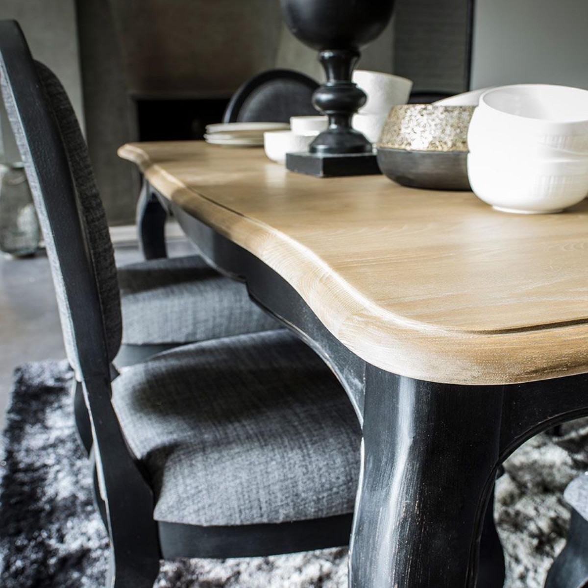 Table rectangulaire extensible pour 12 à 14 noir, INTERIOR'S