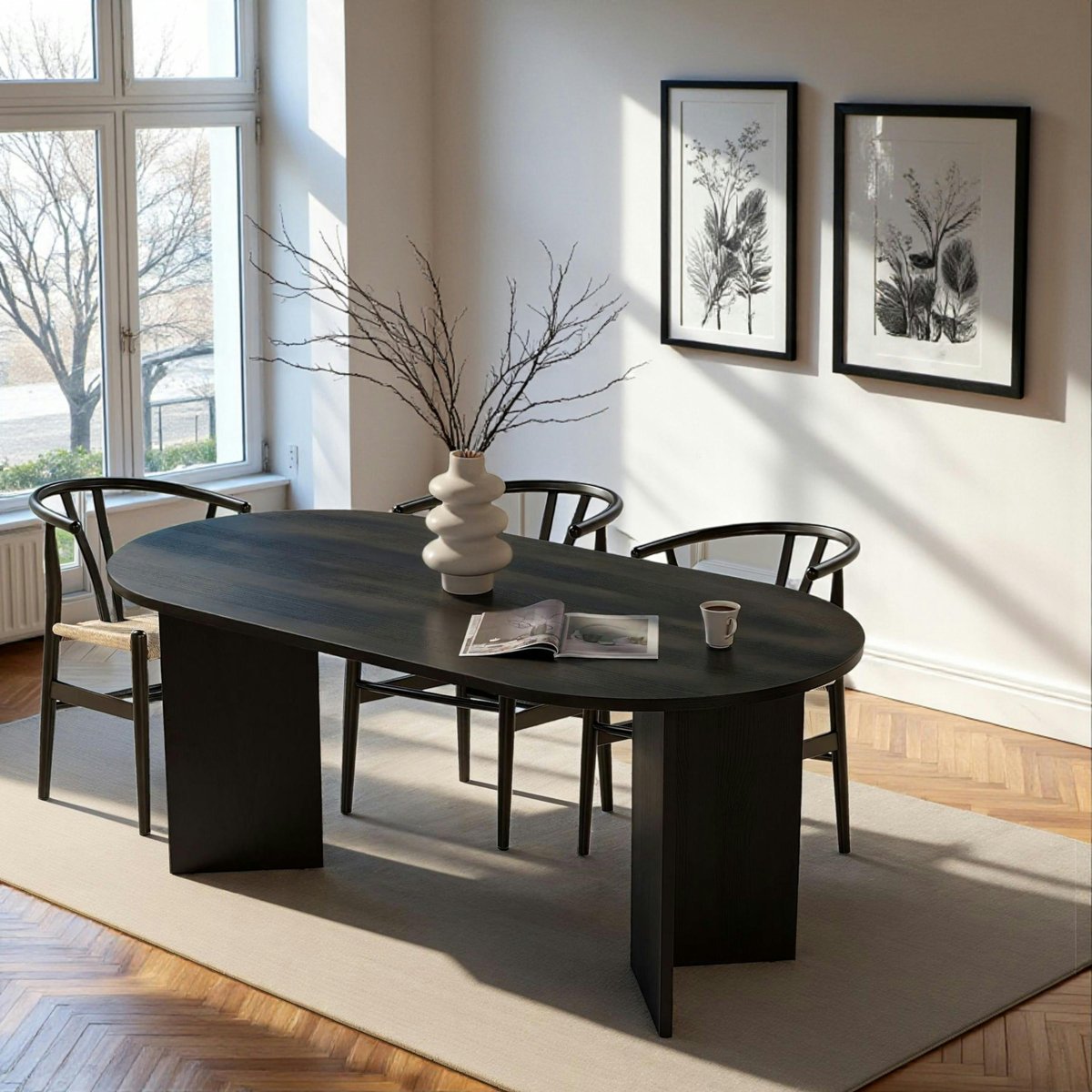 Table à manger oblongue 6 places MARFA noir, PIER IMPORT