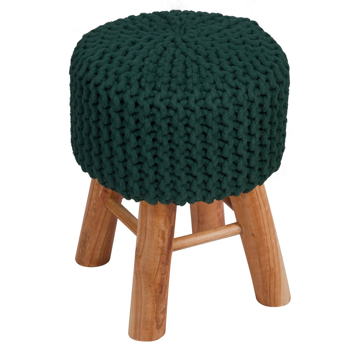 Petit tabouret tricot - LISA vert sapin, MAISON PAVANE