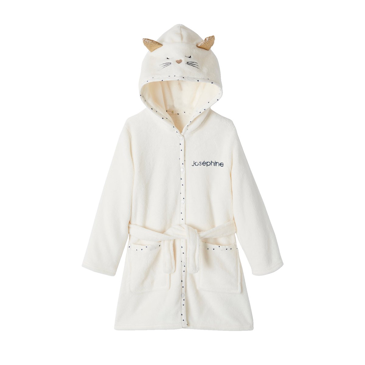 Robe de chambre chat en maille peluche ivoire, VERTBAUDET