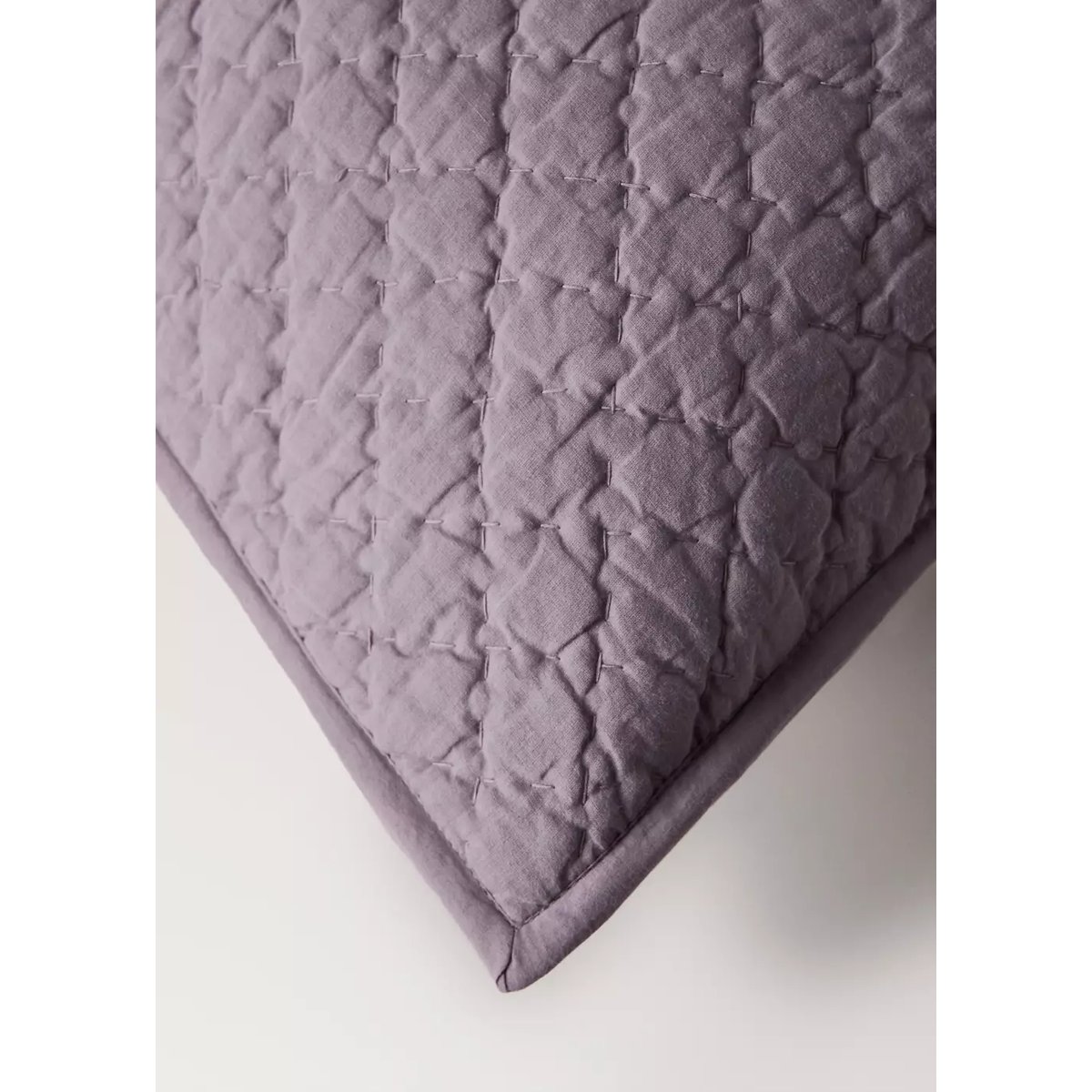 Housse de coussin lit coton surpiqûres fait main 50x50 cm lilas, MANGO HOME