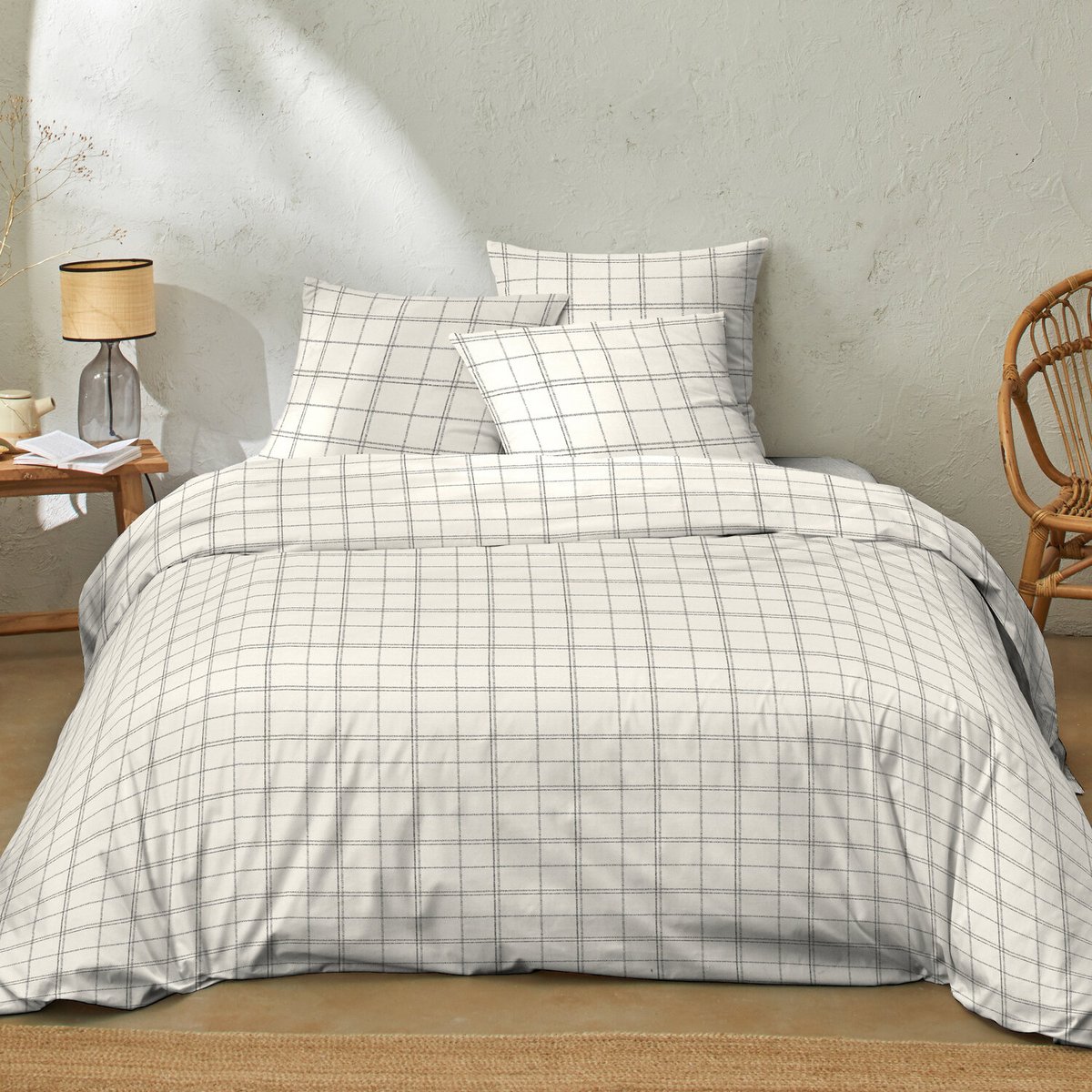 Parure housse de couette en coton imprimée, Prades noir, C DESIGN HOME TEXTILE
