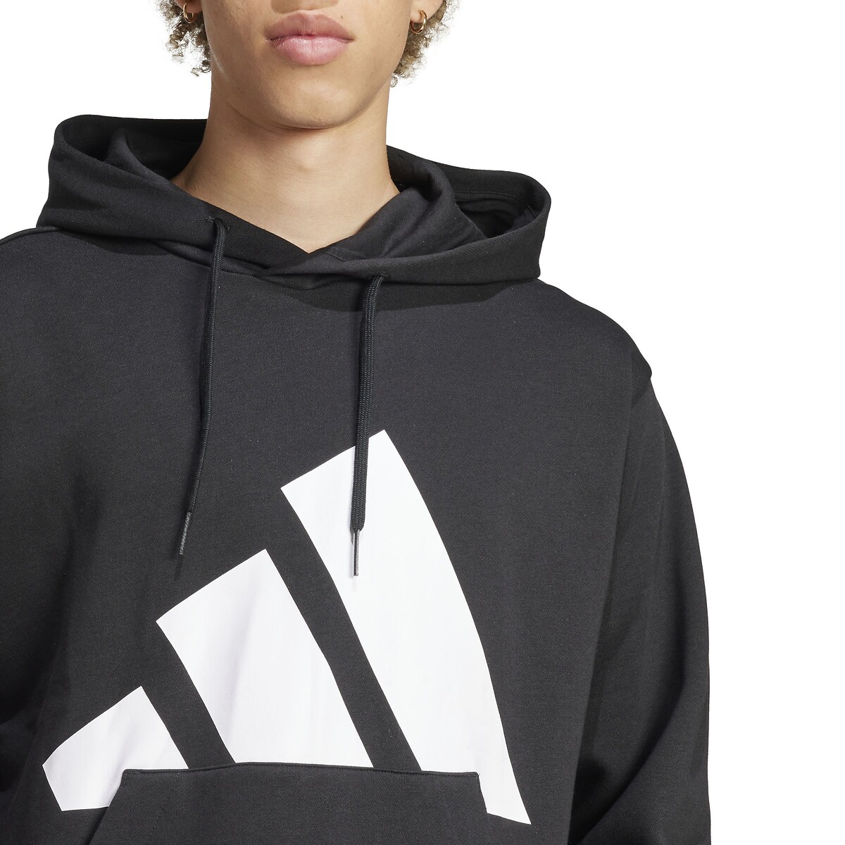 Sweat molleton à capuche Essentiel big logo noir, ADIDAS SPORTSWEAR