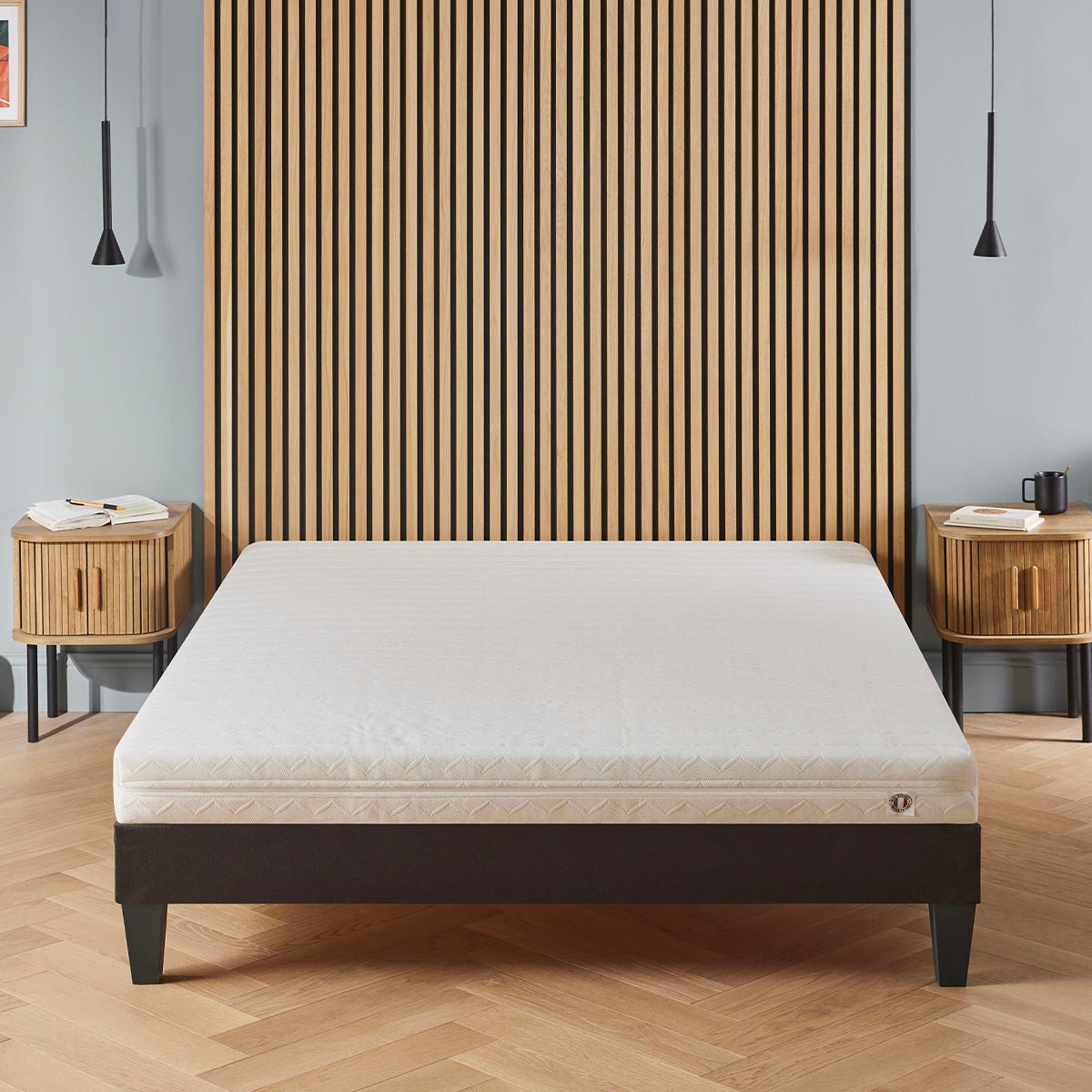 Ensemble Egio 160x200 cm Matelas Mousse + Sommier Bois blanc, OLYMPE LITERIE