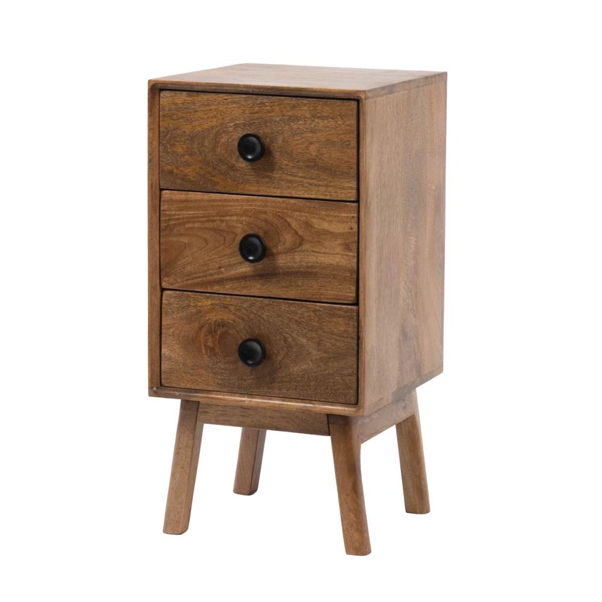 Table de chevet 3 tiroirs en manguier L40 cm Authentique marron, AMADEUS