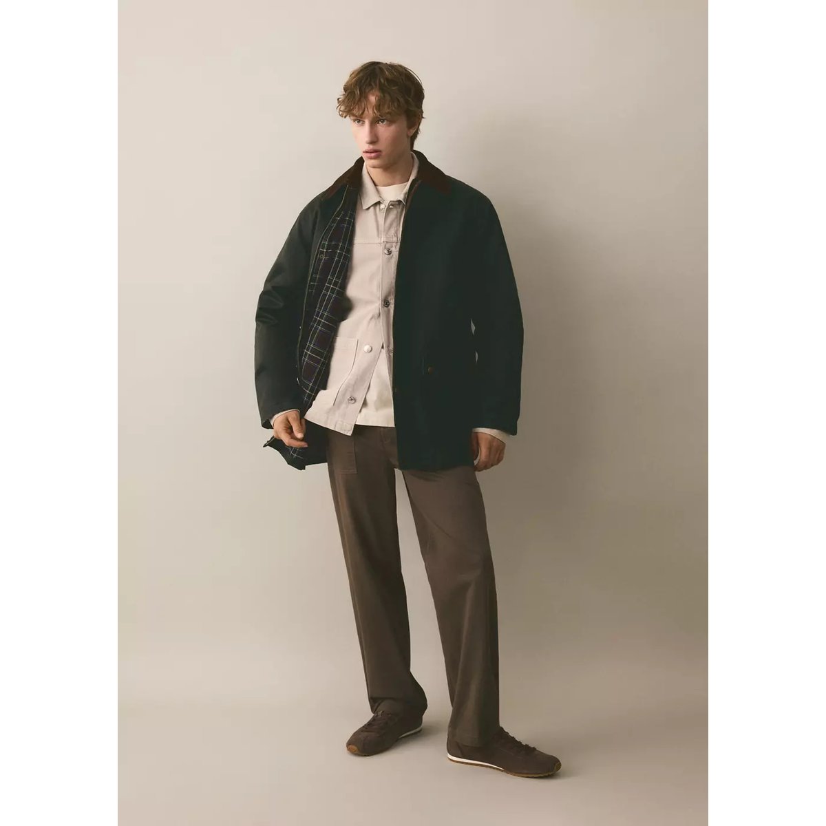 Parka col contrasté kaki, MANGO TEEN