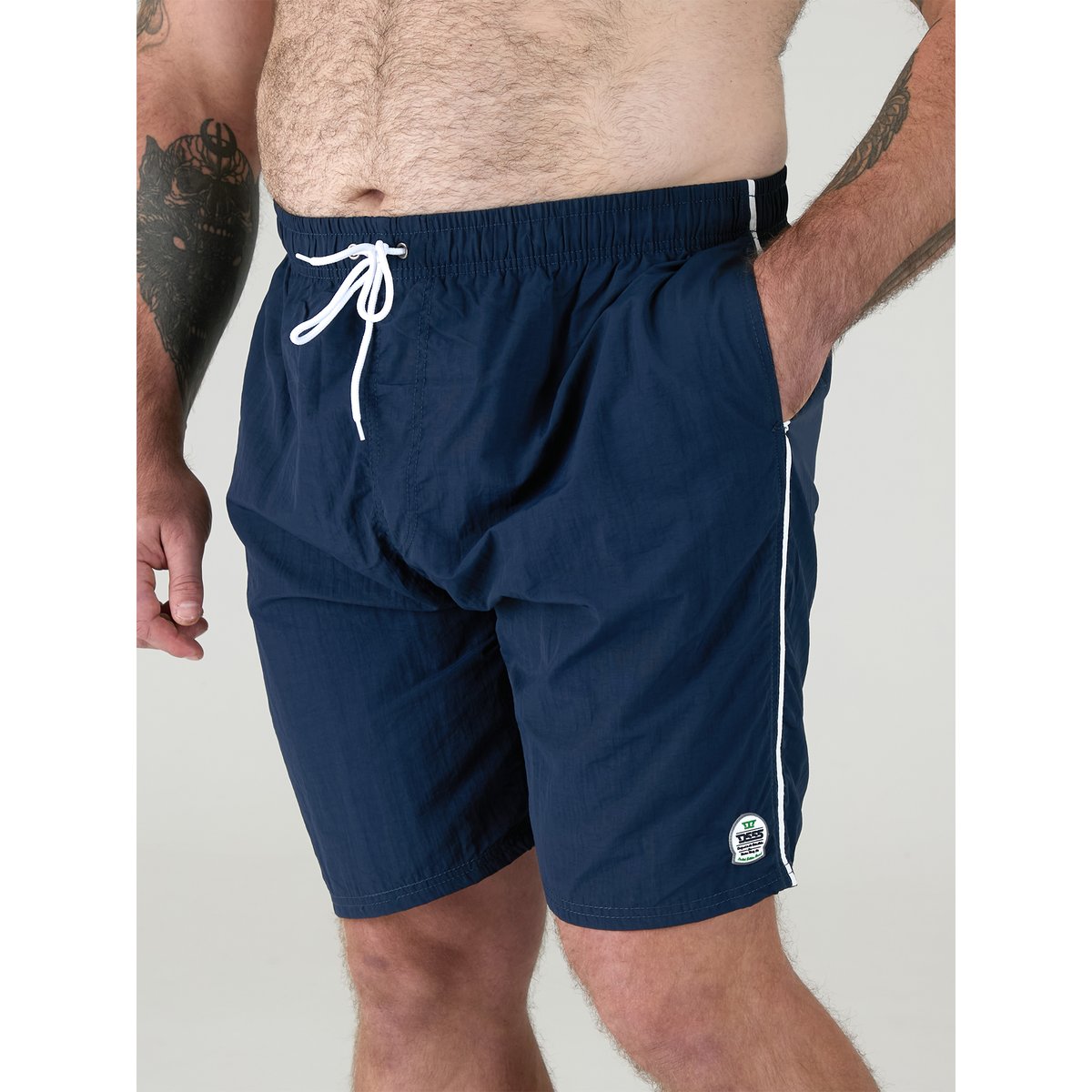 Short de bain uni à taille élastiquée YARROW bleu marine, DUKE