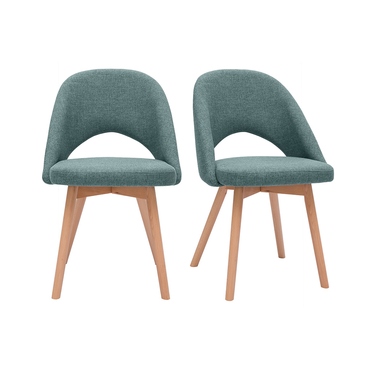 Chaises scandinaves en tissu velours côtelé vert kaki et bois clair (lot de 2) COSETTE bleu grisé, MILIBOO