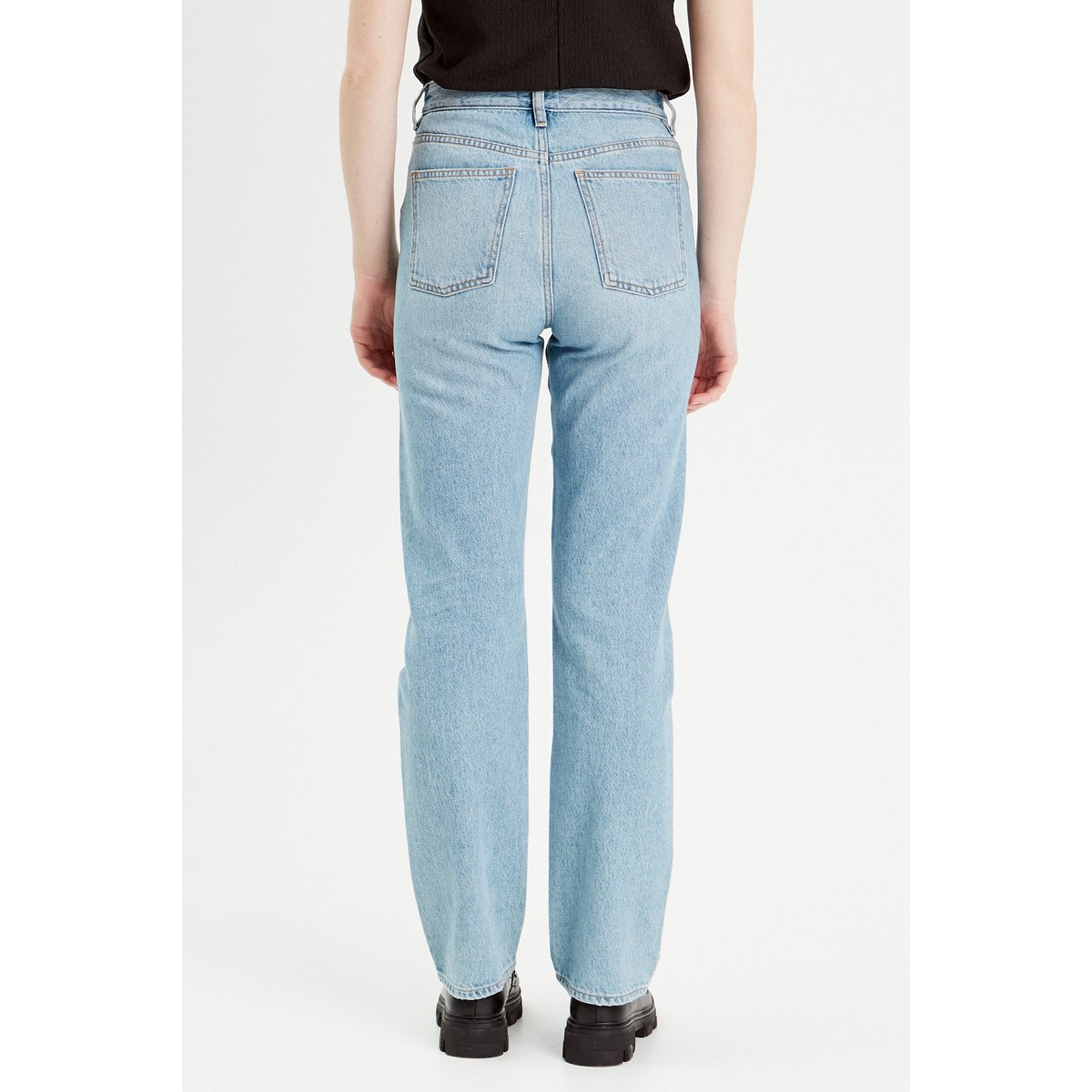 Jeans droit taille haute denim double stone, CACHE CACHE