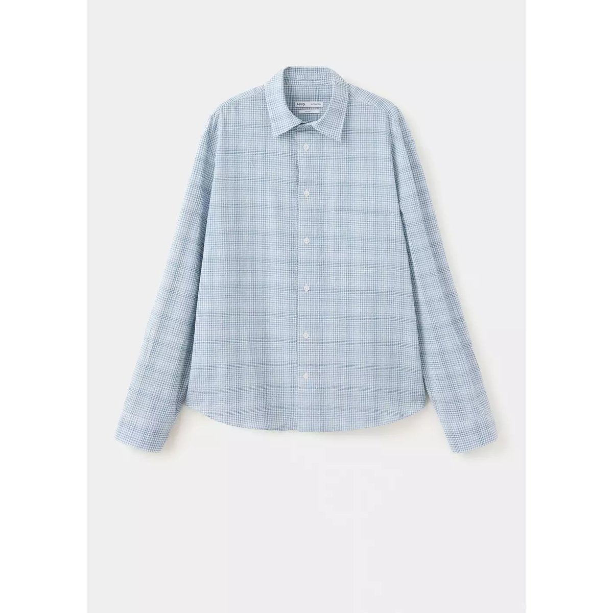 Chemise seersucker texturée à carreaux bleu, MANGO MAN