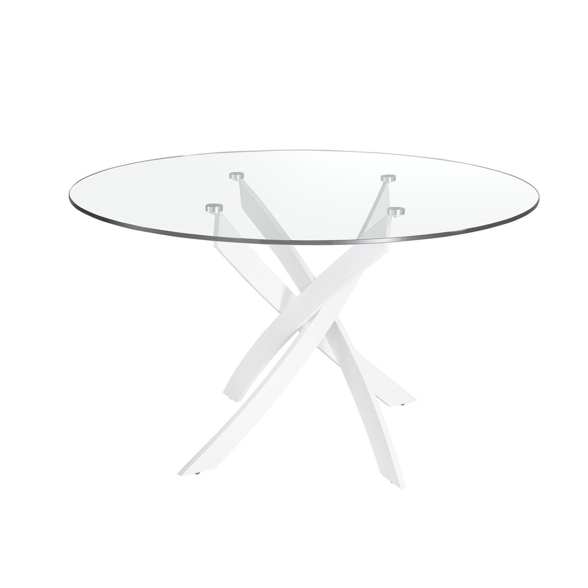 Table à manger ronde verre trempé et acier blanc verre | blanc, ANGEL CERDA