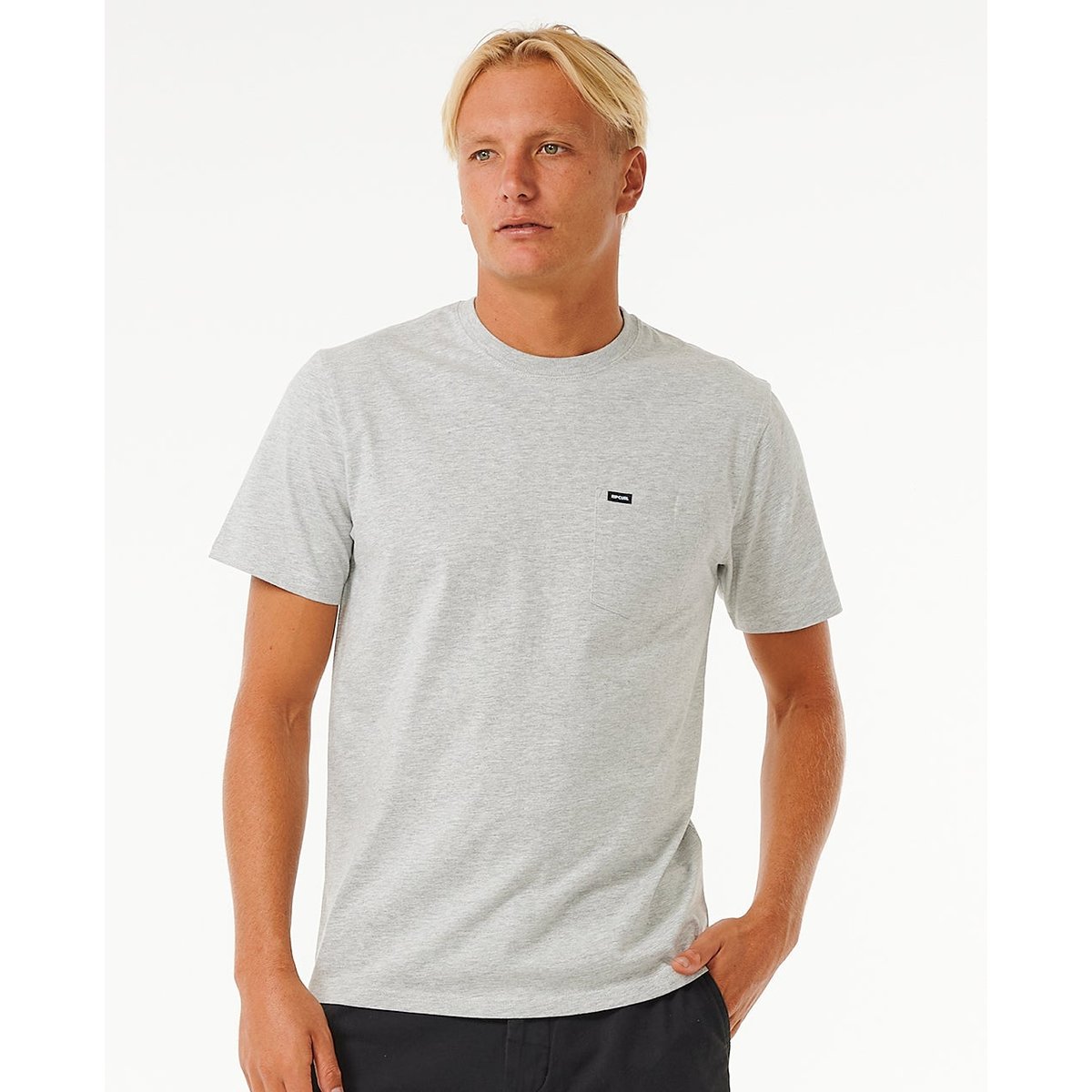 T-Shirt PLAIN POCKET TEE gris chiné, RIP CURL