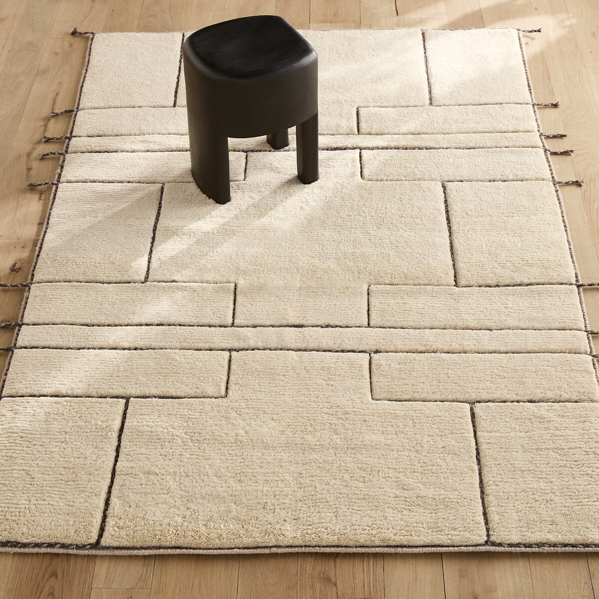 Tapis noué main, 93% laine, Stauro ivoire/gris, AM.PM