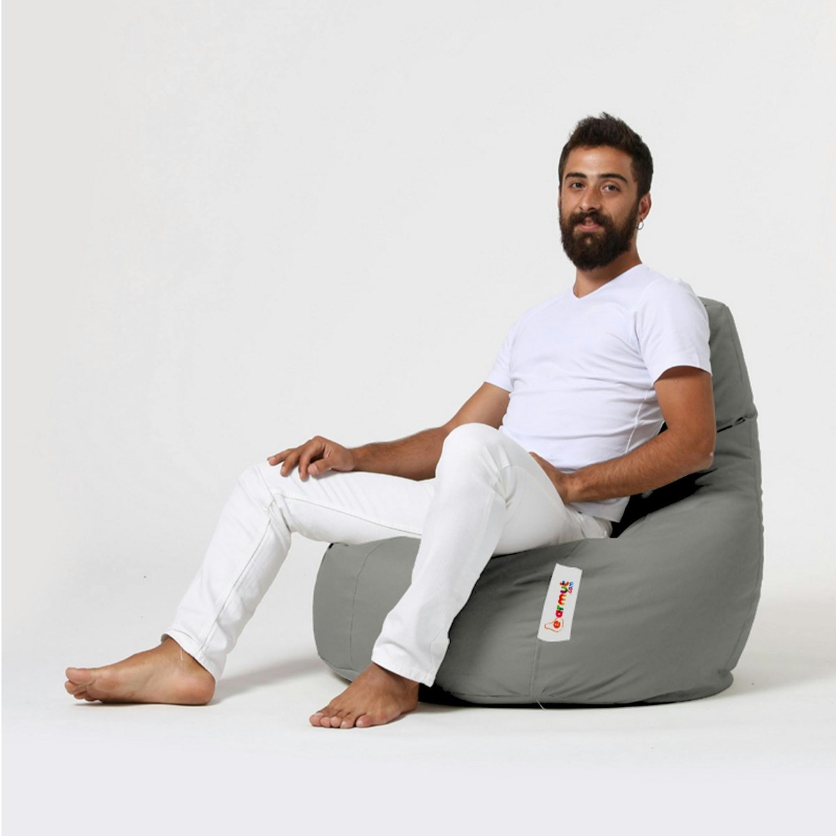 Pouf poire d'extérieur imperméable ARTA gris, PIER IMPORT
