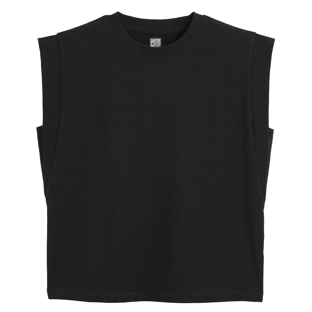 Camiseta sin mangas de algodón puro, cuello redondo sin mangas negro, LA REDOUTE COLLECTIONS