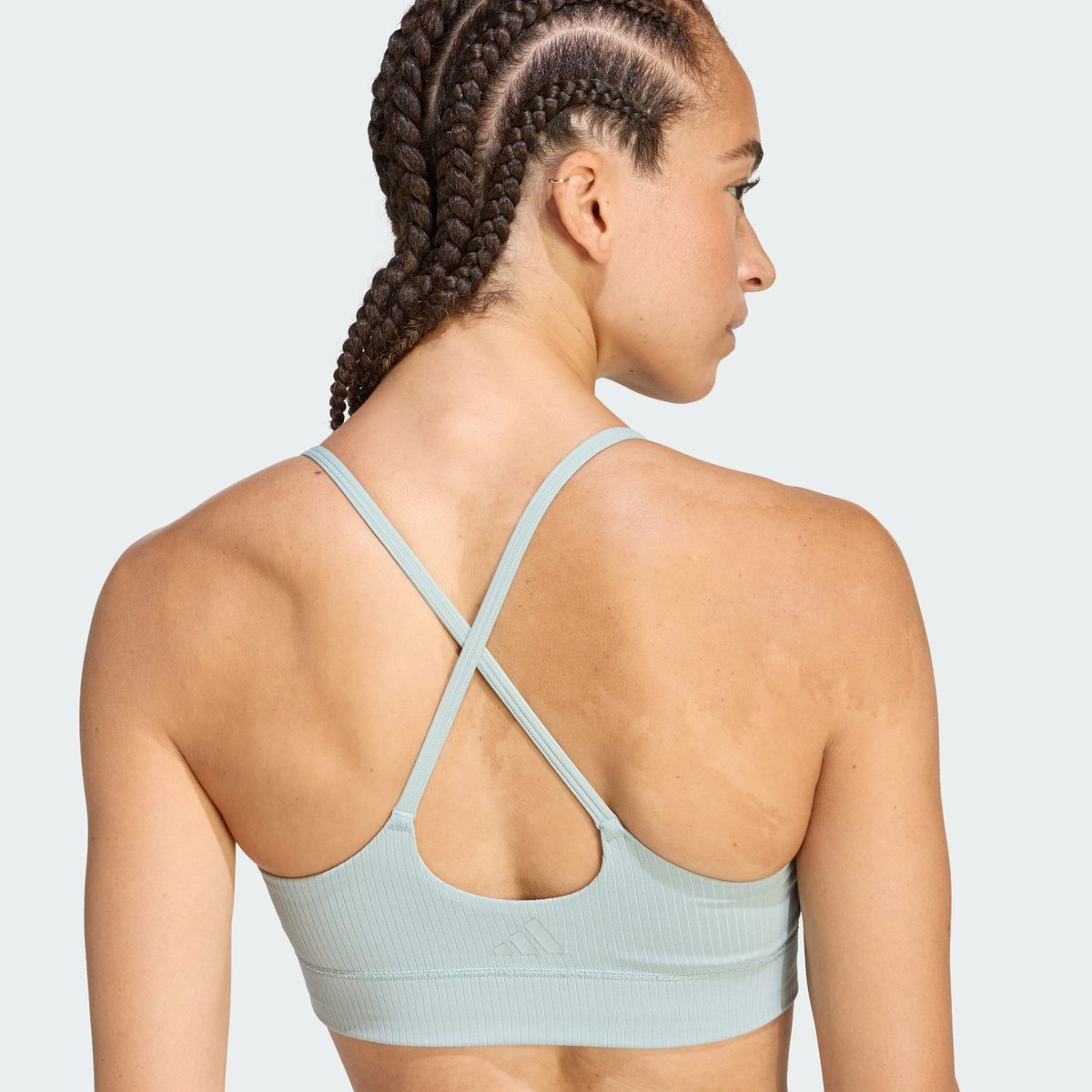 Brassière Longue Côtelée Adidas All Me Maintien Léger wonder sage, adidas Performance