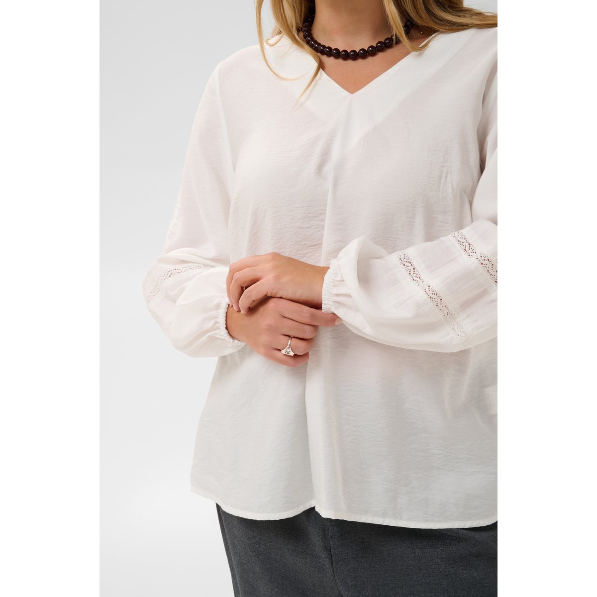 Blouse à manches longues blanc chalk, KAFFE CURVE