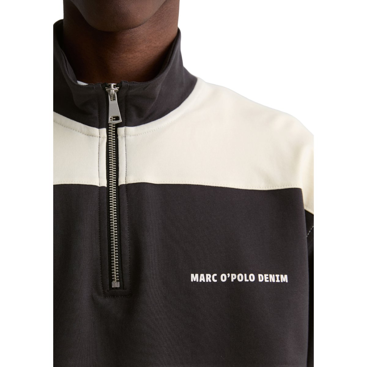 Sweat-Troyer relaxed avec des rayures en bloc cut-&-sew noir, MARC O’POLO DENIM