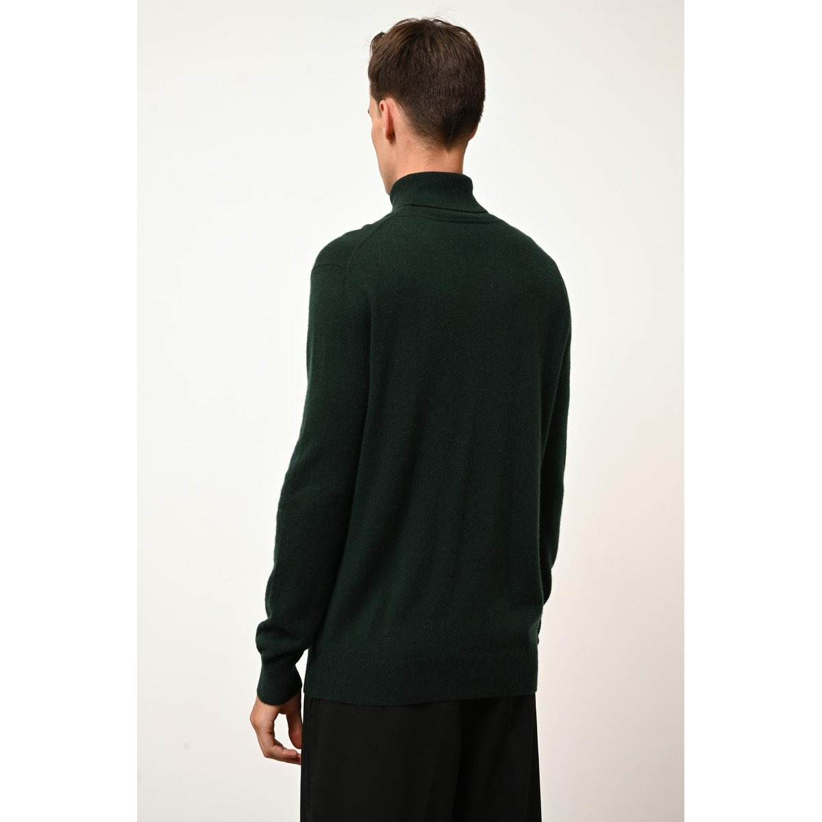Pull Col Roulé Cyprès Connor vert foncé, JUST CASHMERE
