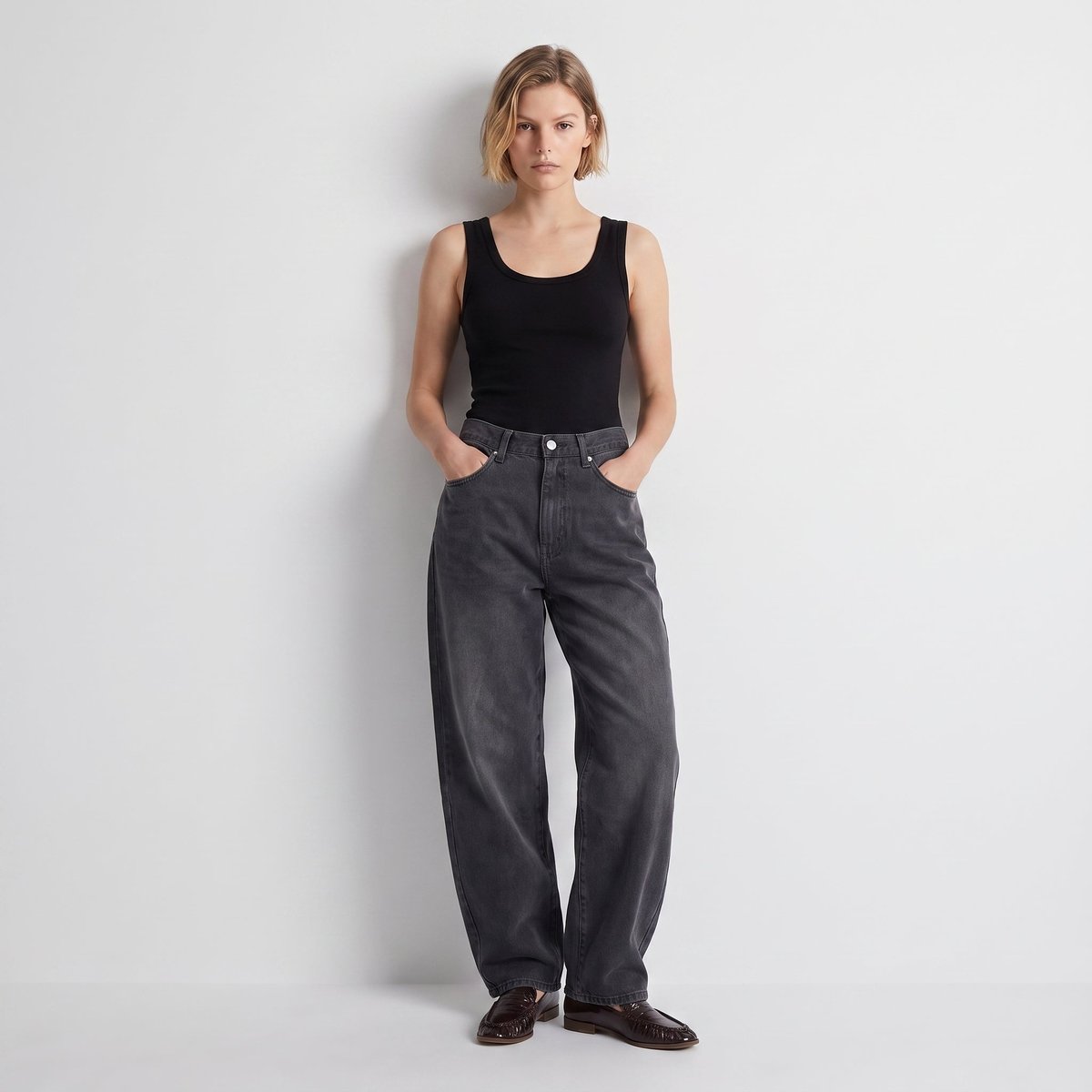 Jean wide leg taille haute à six poches ORELLA gris, ARTLOVE