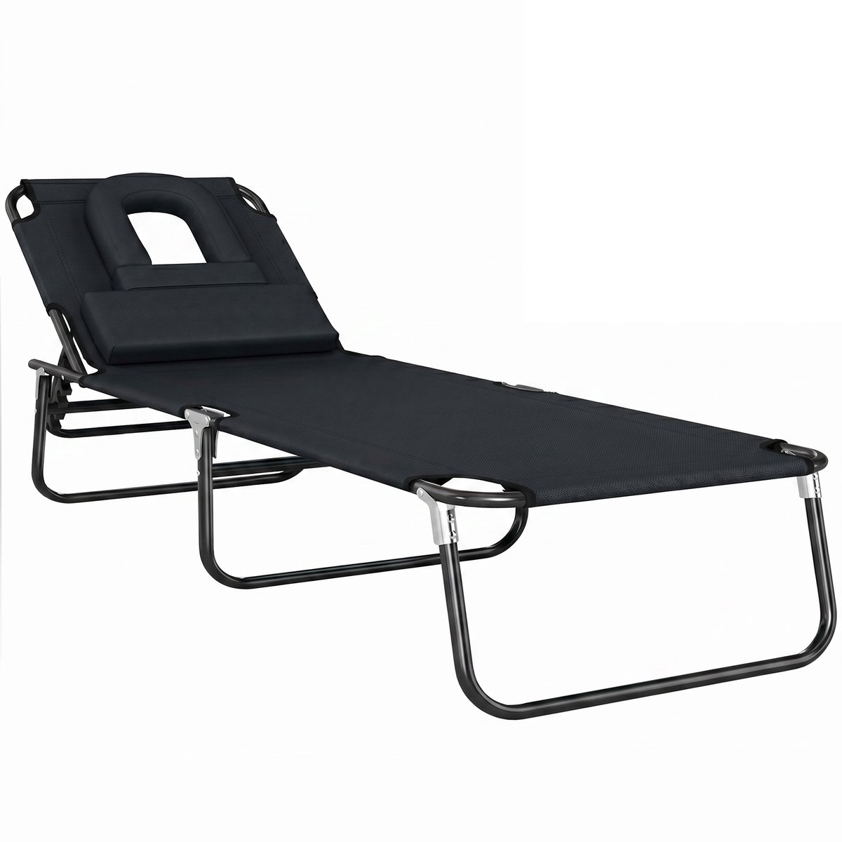 Chaise longue Bois Noir noir, OUTSUNNY