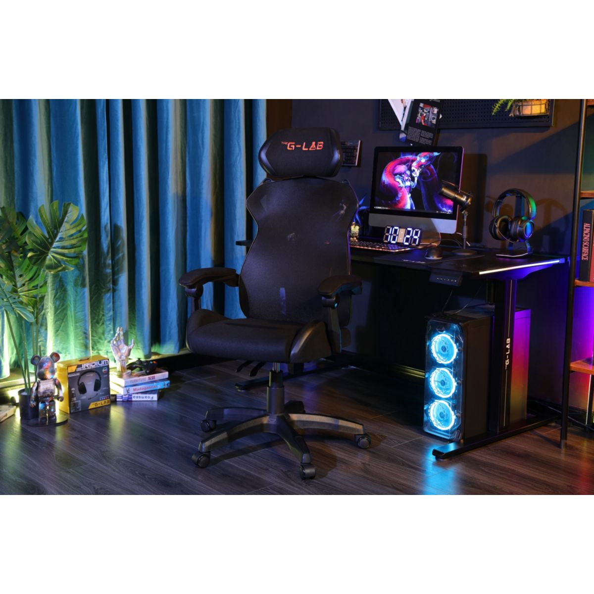 Chaise gaming KS BARIUM BLACK couleur unique, THE G-LAB