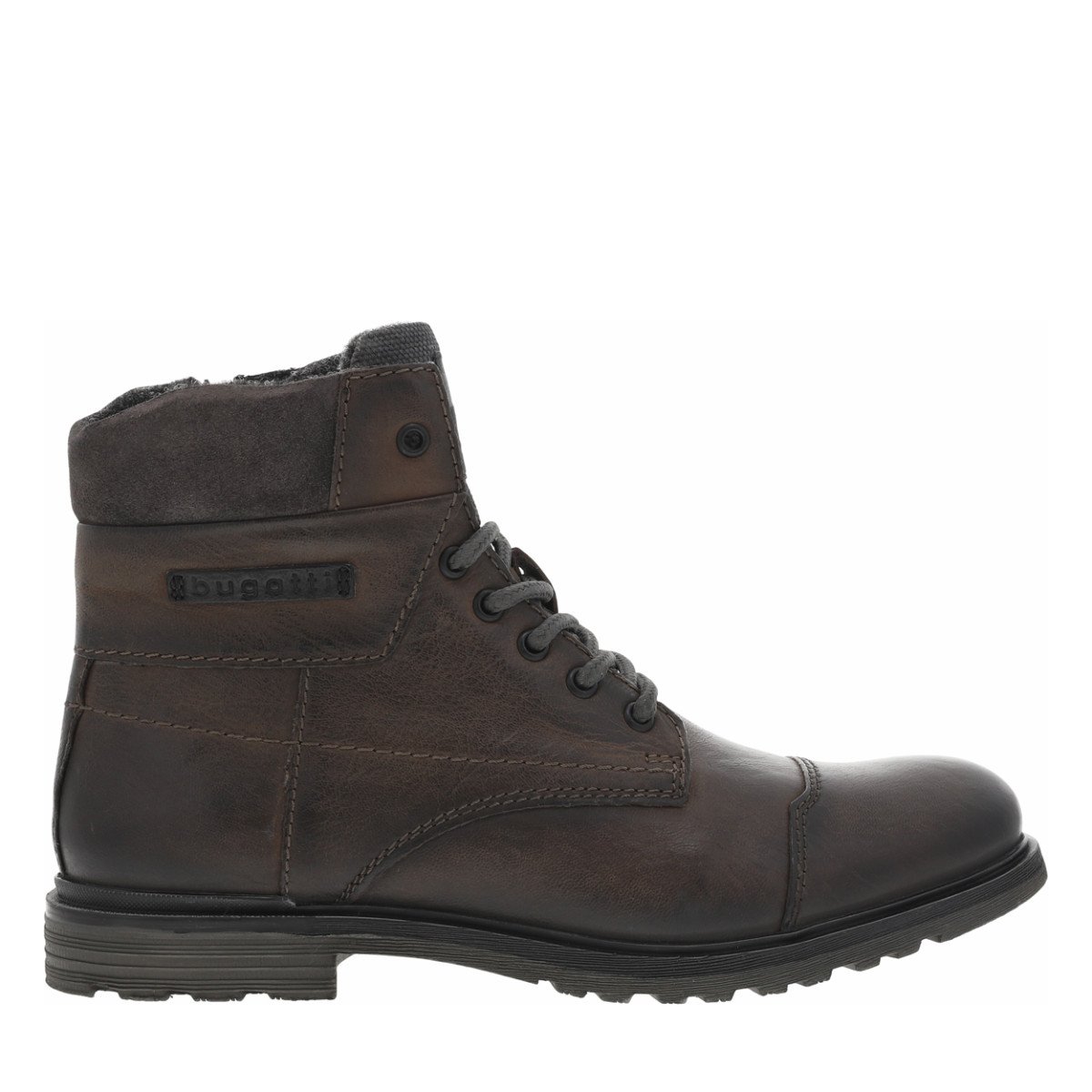Bottines cuir talon plat marron, BUGATTI