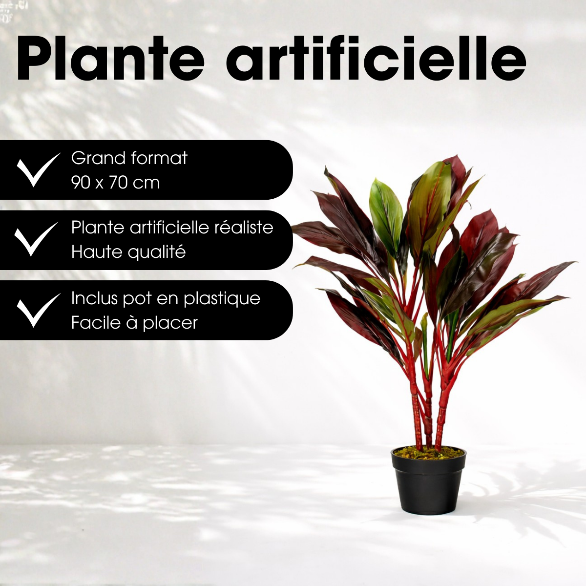 Plante artificielle CORDYLINE rouge, MICA DECORATIONS