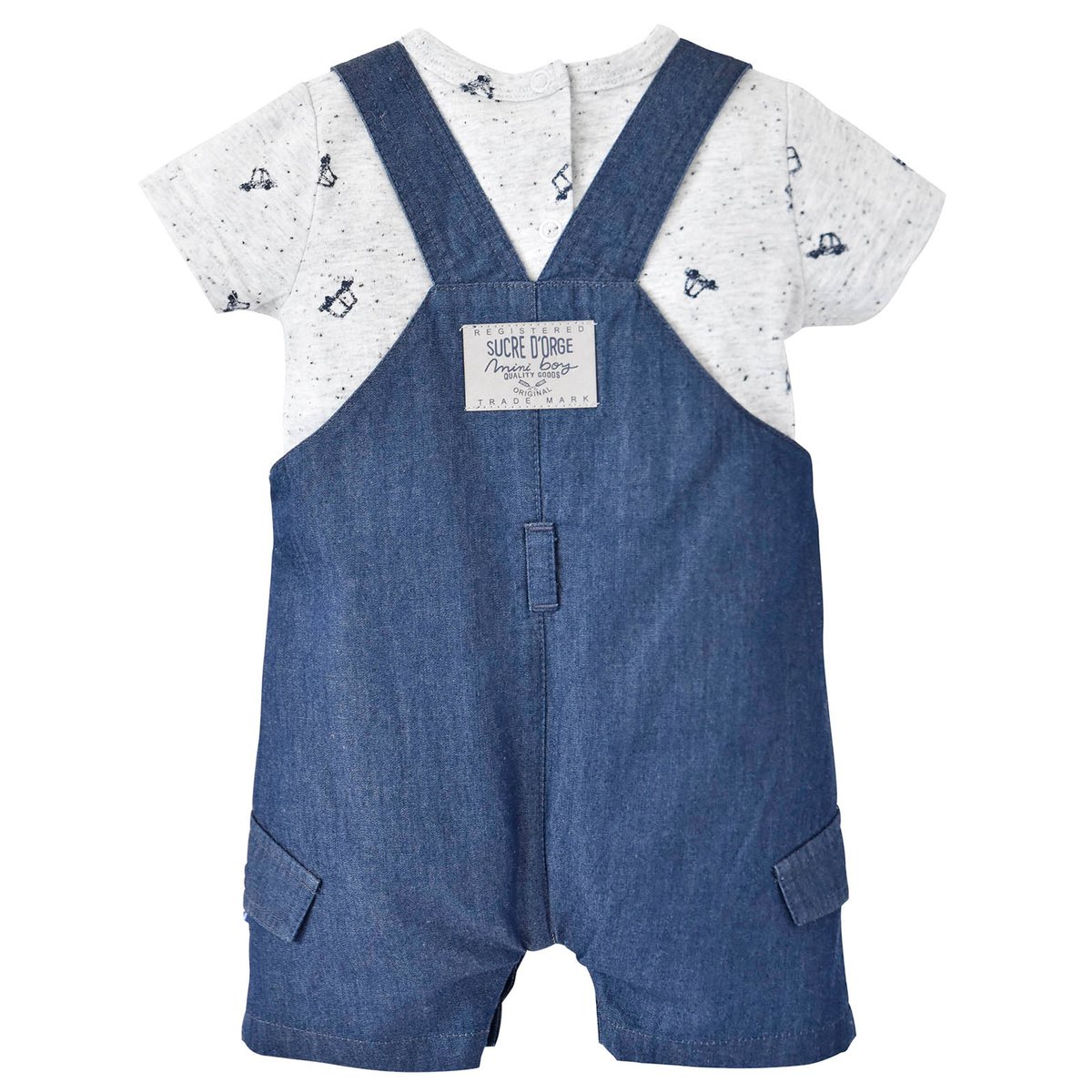 Ensemble t shirt salopette courte aymeric bleu, SUCRE D'ORGE