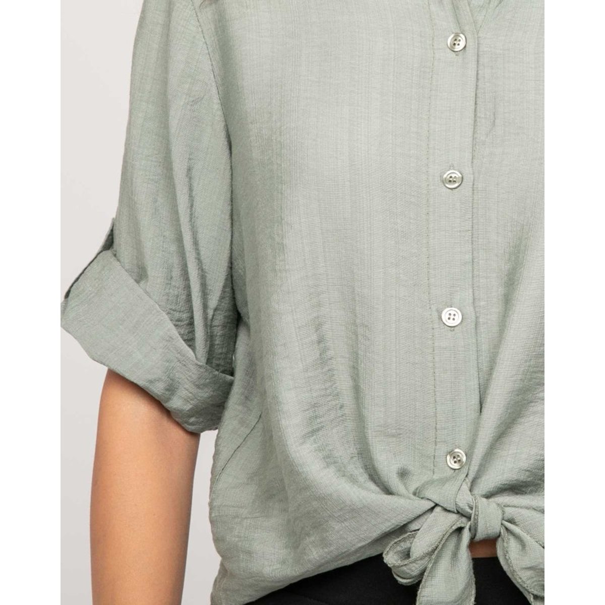 Chemise Manches Courtes Nouée Ovelie kaki, DONA LISA