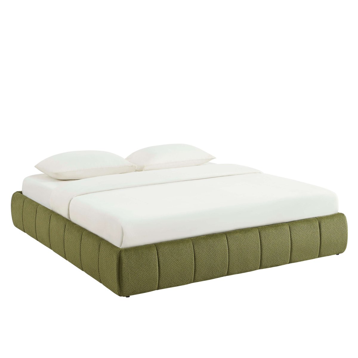 Lit coffre tissu chenille et sommier LAVINIA vert, BAÏTA