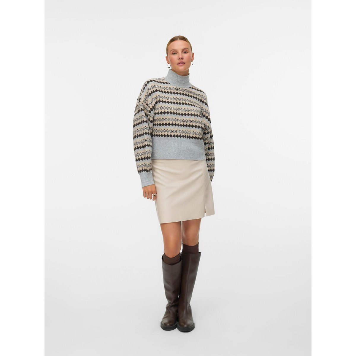 Striped High Neck Jumper grey, VERO MODA